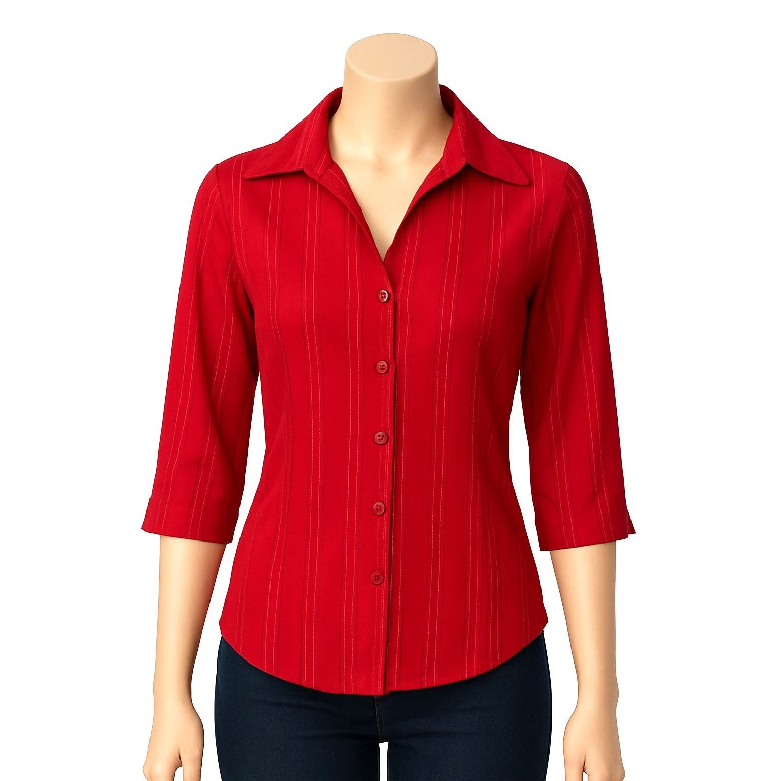 Other 1830 Petite Small Red Stretch Shimmer Blouse Y2K Glam City S Size S / US 4 / IT 40 - 13 Thumbnail