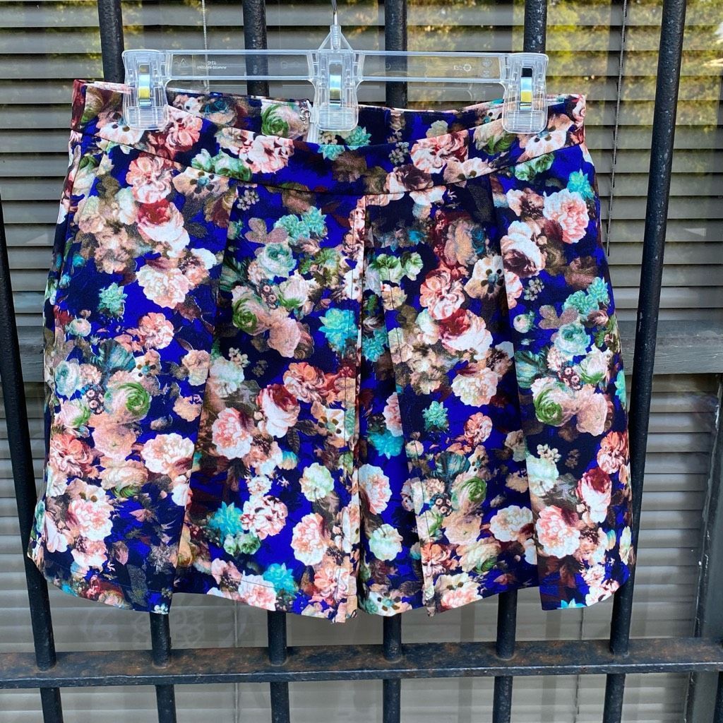 Lavish Alice Floral Blue Multicolor Hidden Shorts Skirt Size