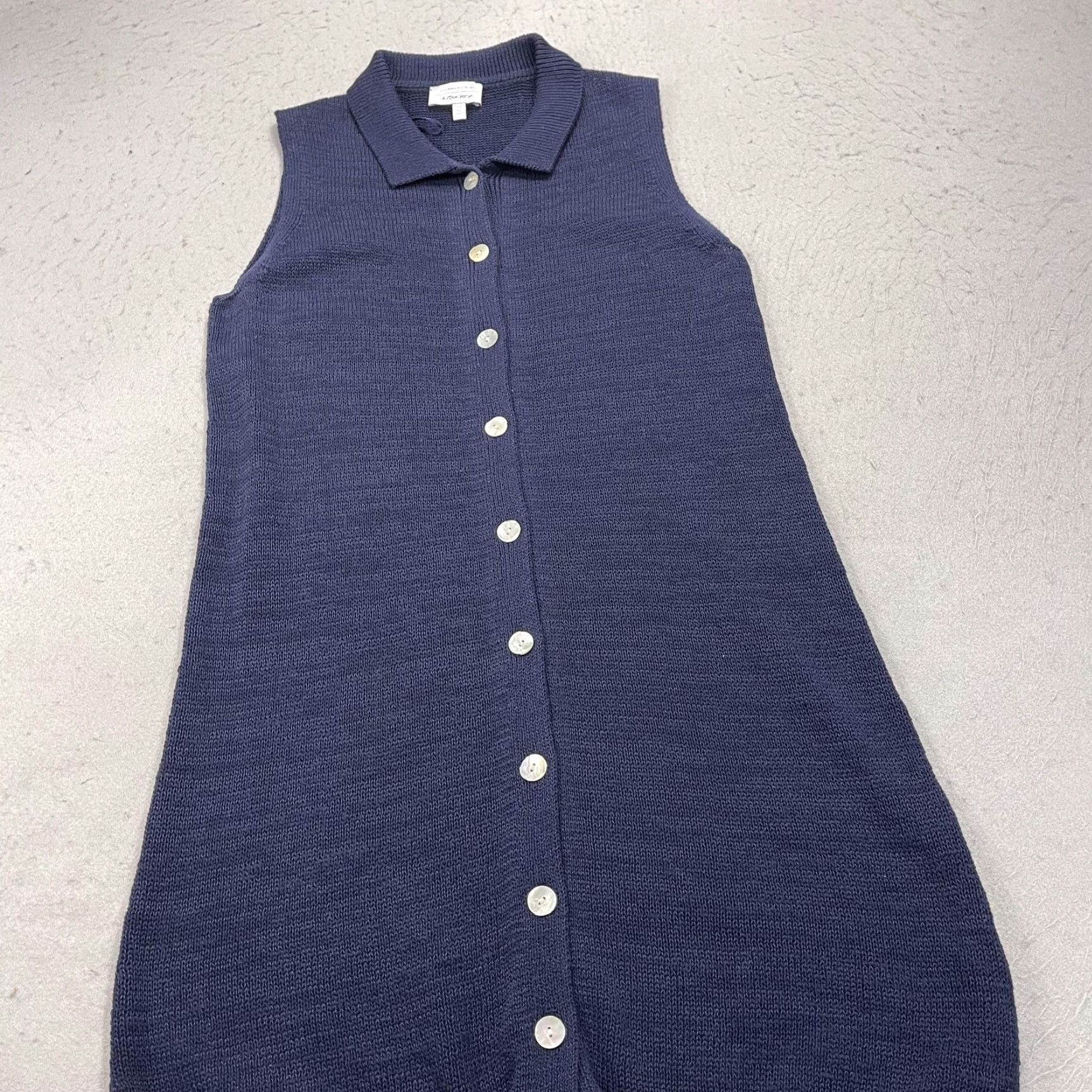 & Other Stories & Other Stories Sweater Dress Women M Blue Collared Button Front Knit Sleeveless Knee Length Casual Business Size M / US 6-8 / IT 42-44 - 3 Thumbnail