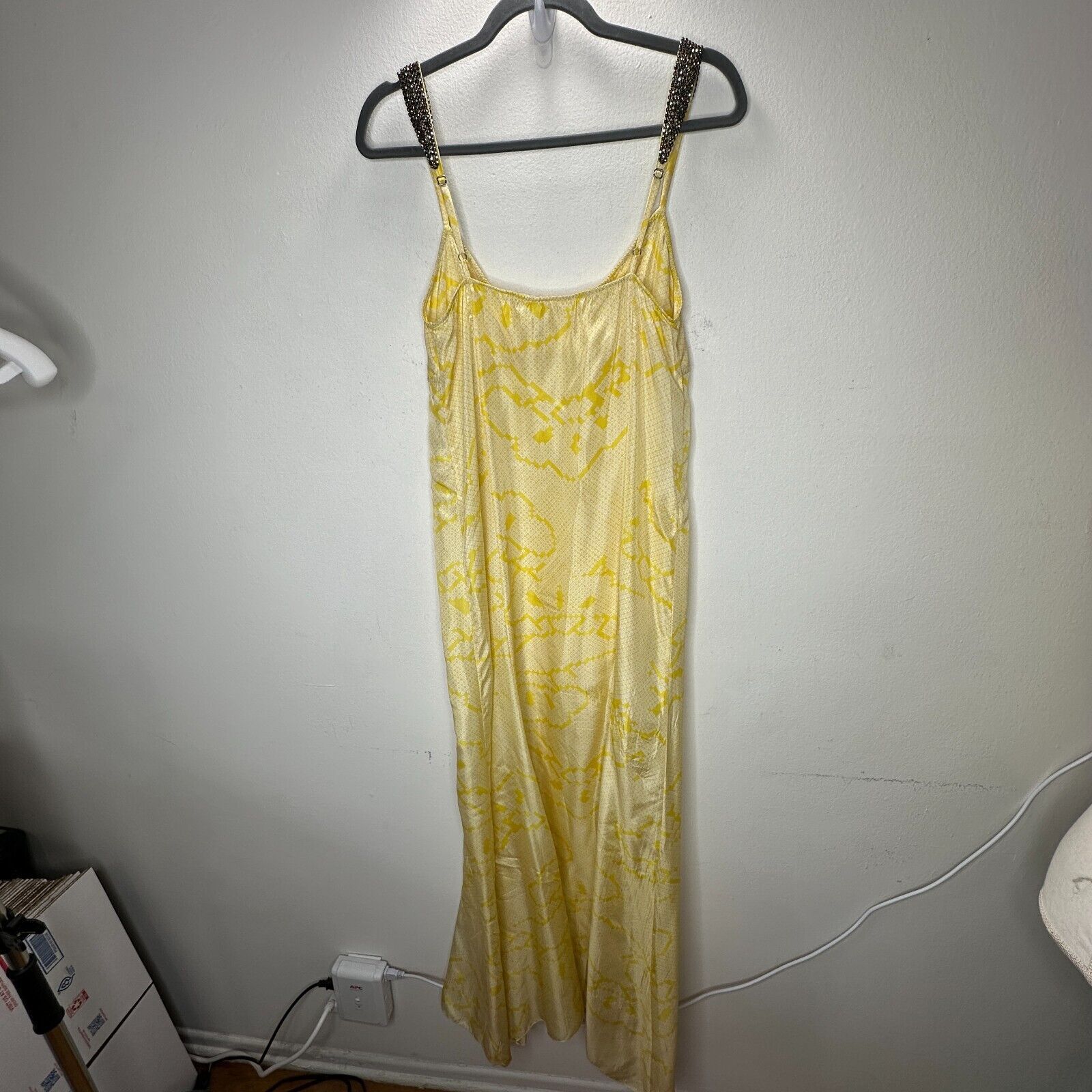 YAYA YA-YA Silk Yellow Snake Print Amber Beaded Strap Slip Maxi S Size S / US 4 / IT 40 - 8 Thumbnail