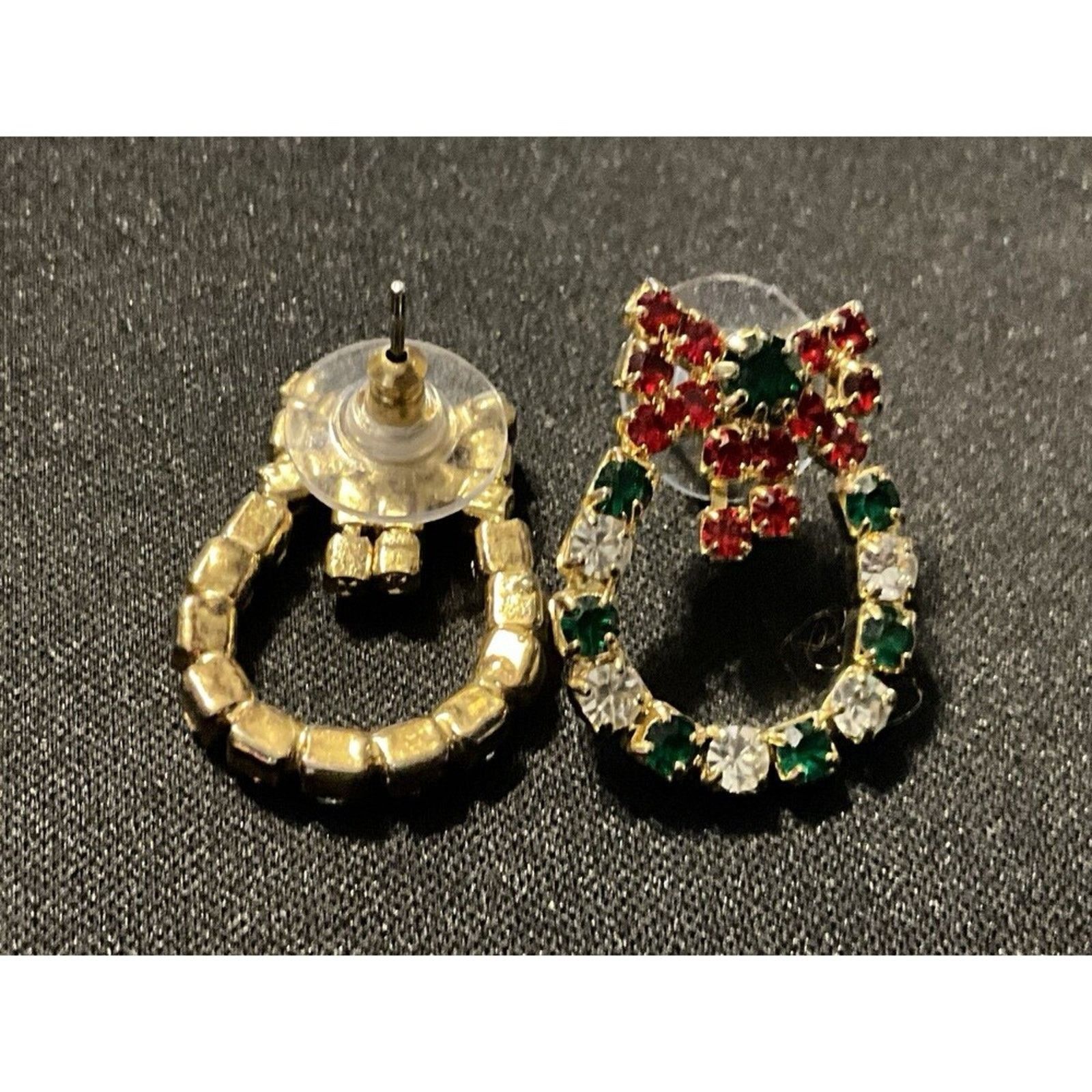 Other Christmas Wreath W/ Bows Crystal Post Earrings Size ONE SIZE - 4 Thumbnail