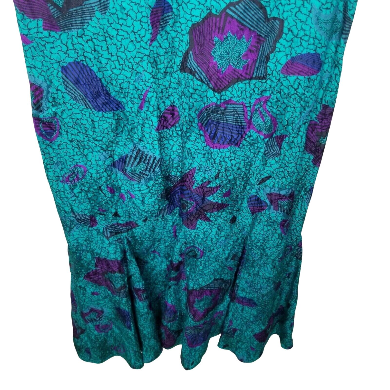 Vintage Vintage Nora Noh 100% Silk Floral Midi Dress Sz 4 Ruffle Hem Size S / US 4 / IT 40 - 3 Thumbnail