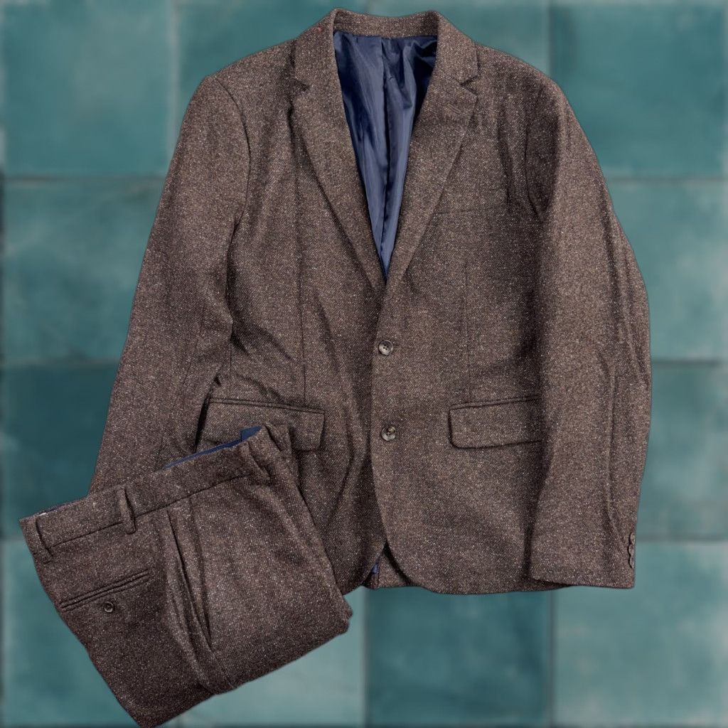 Gap David Hart x GAP Sport Coat Jacket Brown Tweed Wool Silk 2PC 40 Regular Mens Notch Lapel 2-Button 3-Button Front Vintage 30x32 Size US 40 / EU 56 - 1 Thumbnail