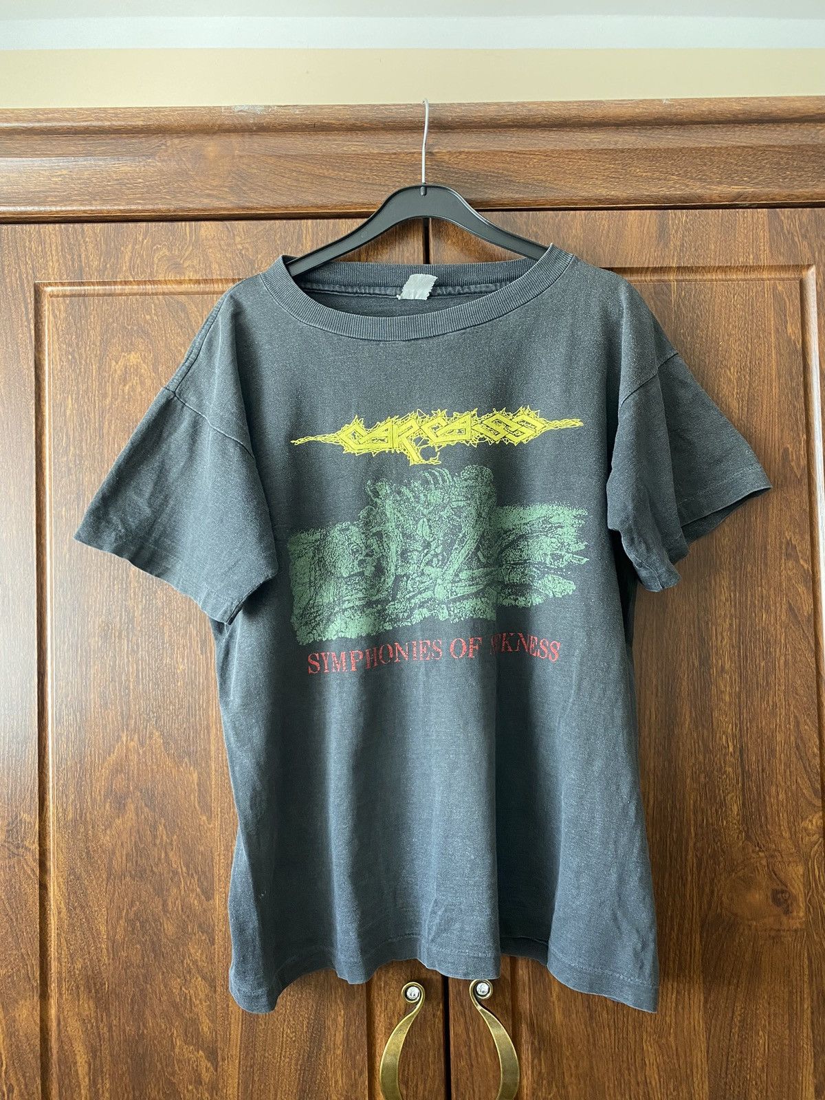image of Band Tees x Rock T Shirt Vintage 90's Single Stitch Carcass Reek Of Putrefaction in Grey (Size Medi