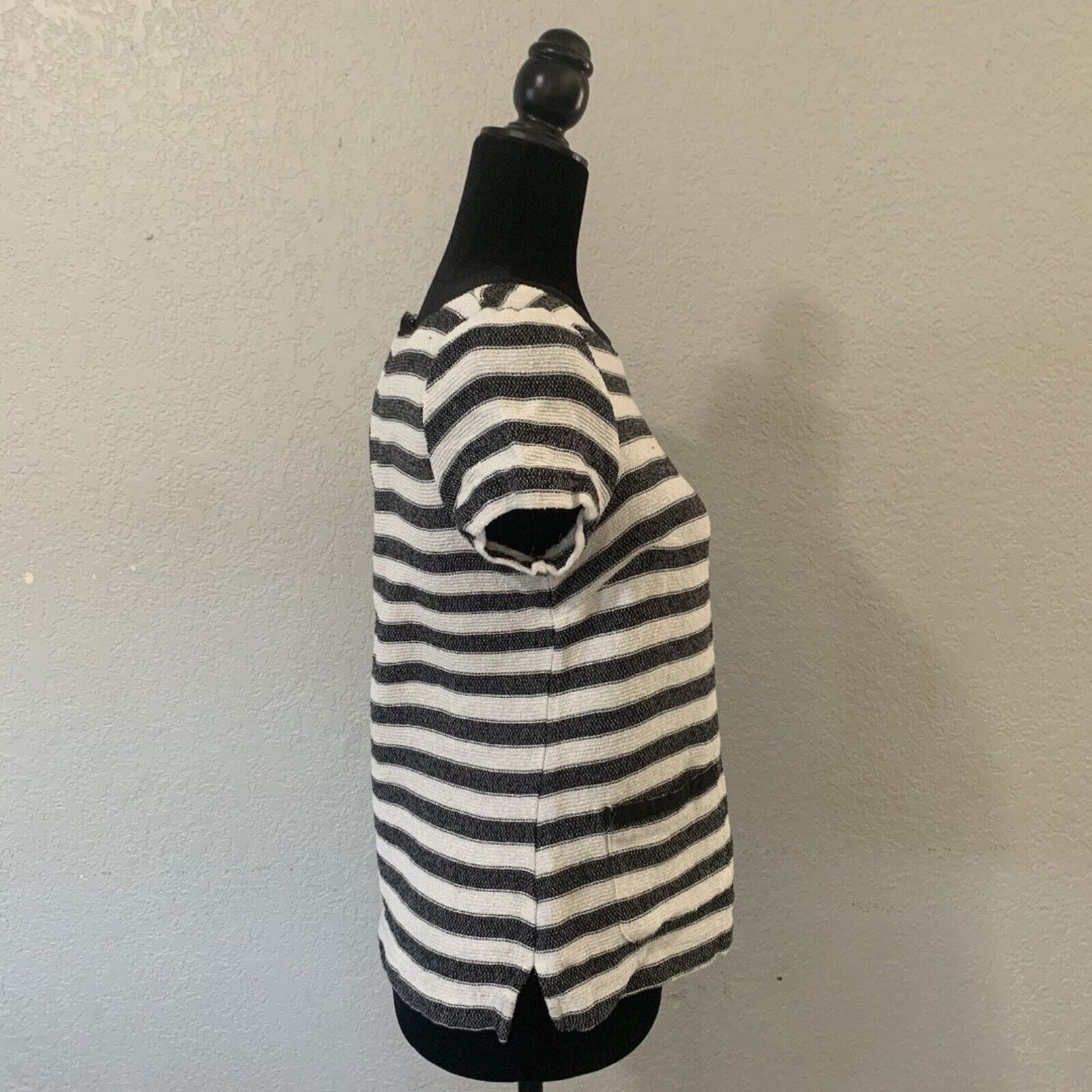 Other New York & Co Blouse Sm Blk White Stripe Zipper Cotton Blend Size S / US 4 / IT 40 - 4 Thumbnail