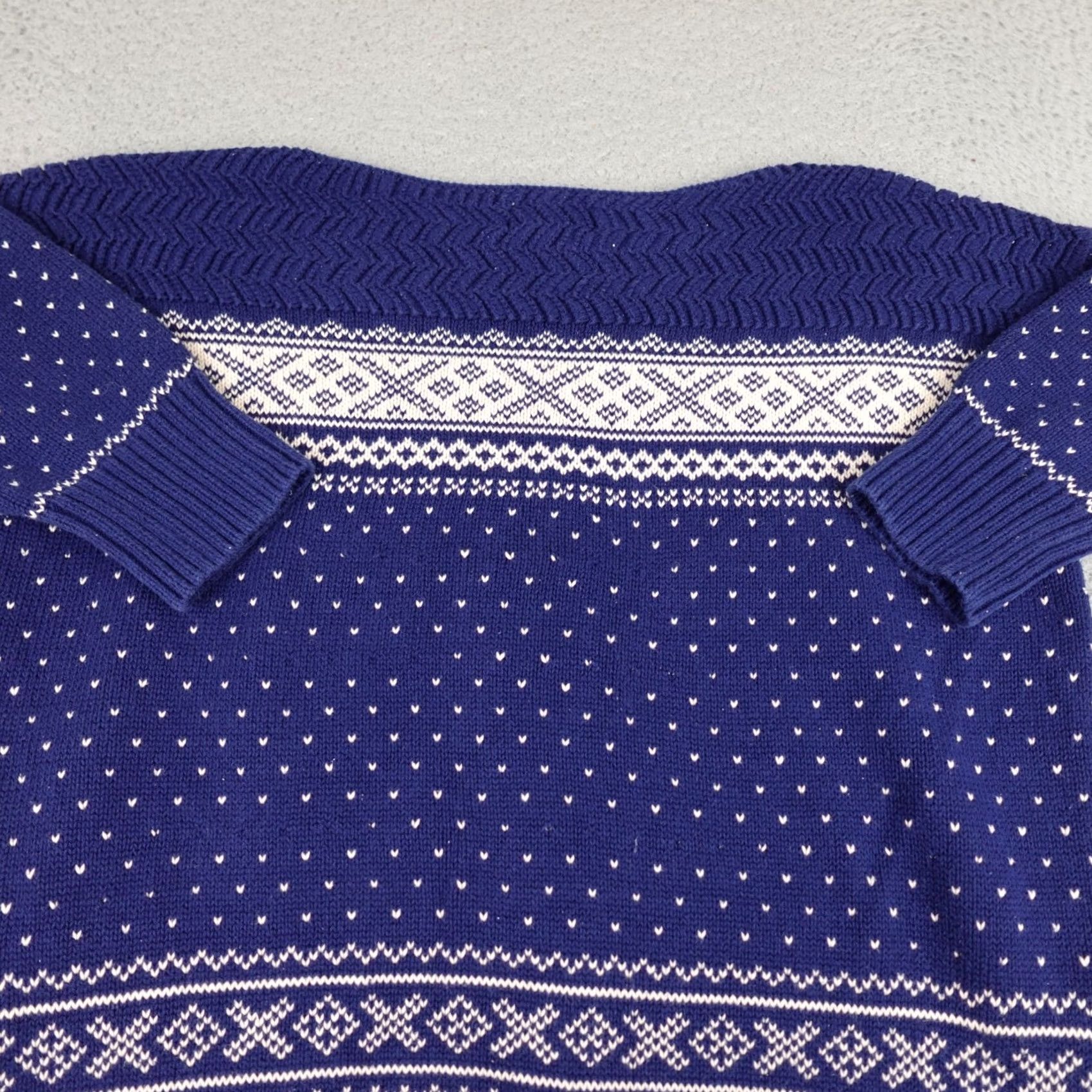 Ralph Lauren Denim & Supply Ralph Lauren Sweater Dress Womens L Blue Fair Isle 3/4 Sleeve Pullover Knit Crew Neck Size L / US 10 / IT 46 - 4 Thumbnail