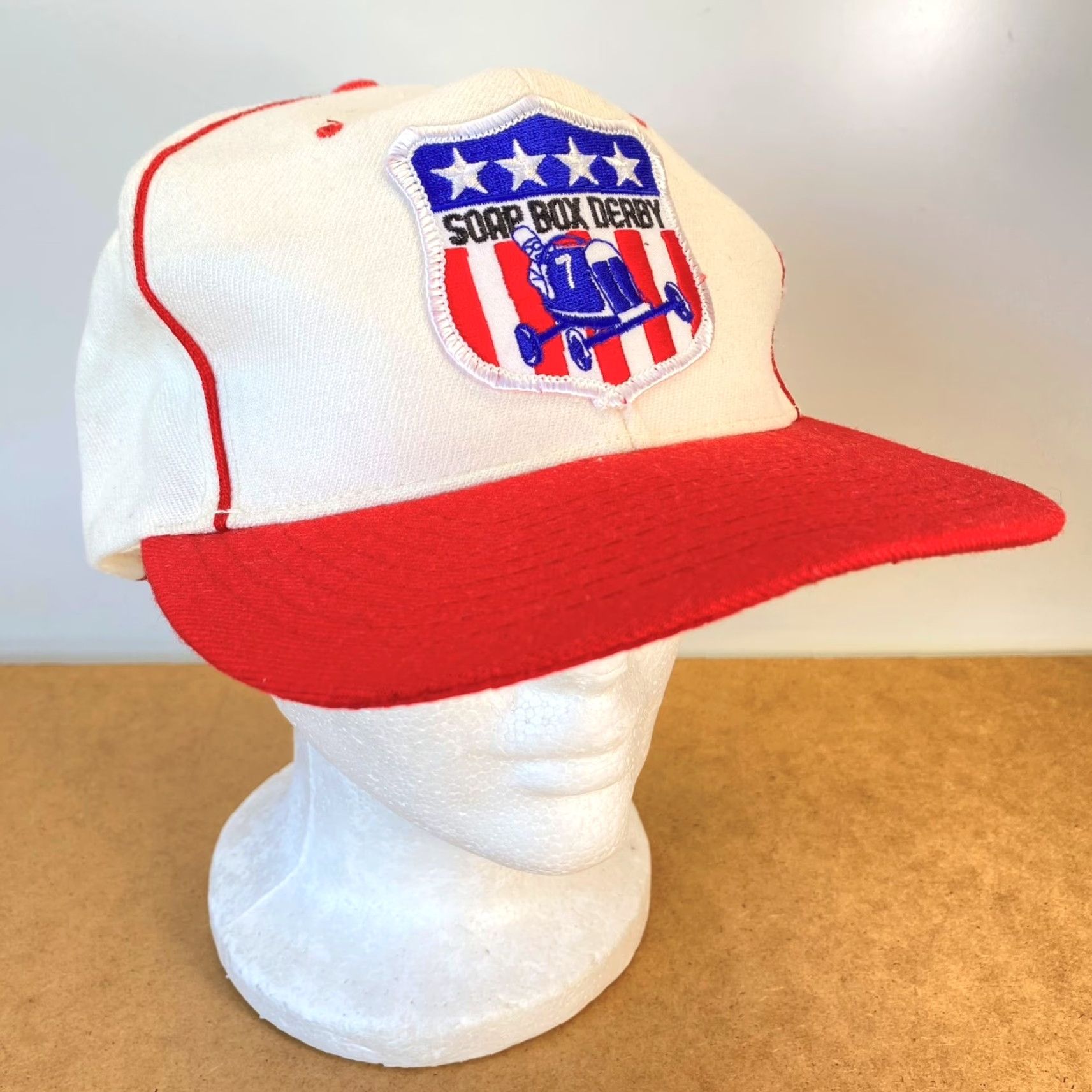 Vintage VINTAGE Nissin Snapback Hat Unisex Adults One Size Beige Red White Blue Pattern: Solid - Adjustable - Vintage Hat for Casual Wear Size ONE SIZE - 2 Thumbnail