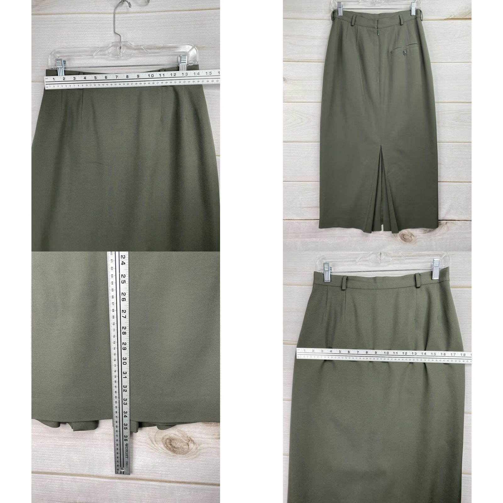 Austin Reed VINTAGE Austin Reed Blazer Skirt 2 Piece Womens 10 Green Gold USA Wool Button Front 1-Button Notch Lapel Regular Long Sleeve Solid Size 32" / US 10 / IT 46 - 10 Thumbnail