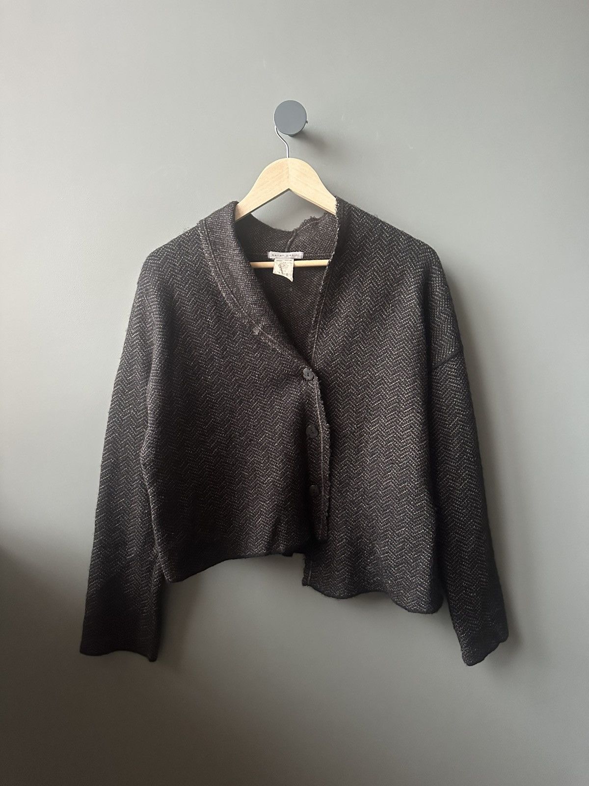 Sarah Pacini Sarah Pacini Herringbone Knit Alpaca Asymmetrical Cardigan Size ONE SIZE - 1 Thumbnail