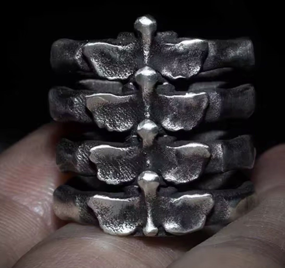 Jewelry Goth Punk Silver Tone Bone Ring | Sizes 7-13 Size ONE SIZE - 4 Thumbnail