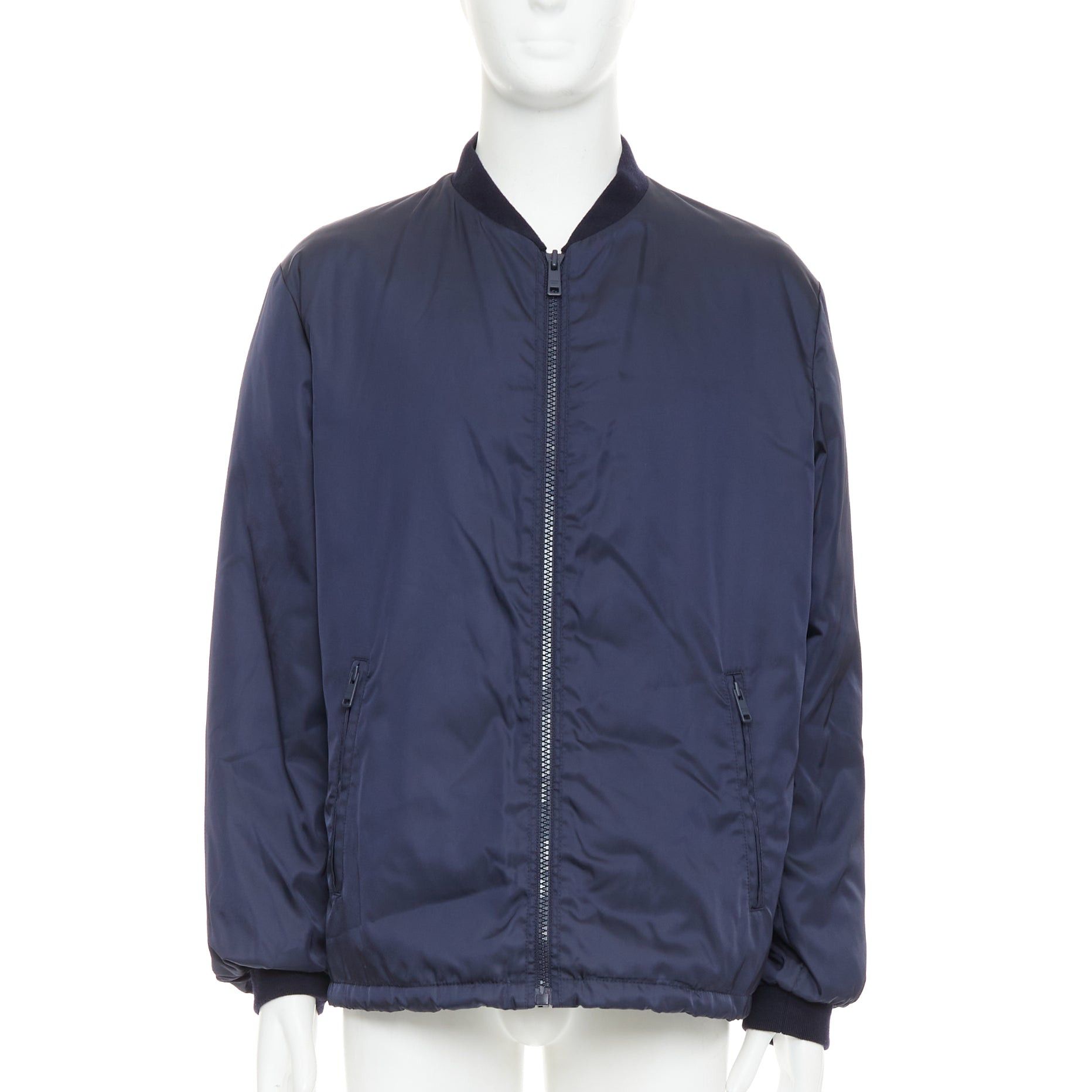 Prada PRADA 2016 navy nylon zip pockets padded down oversized bomber jacket IT52 XL Size US XL / EU 56 / 4 - 1 Thumbnail