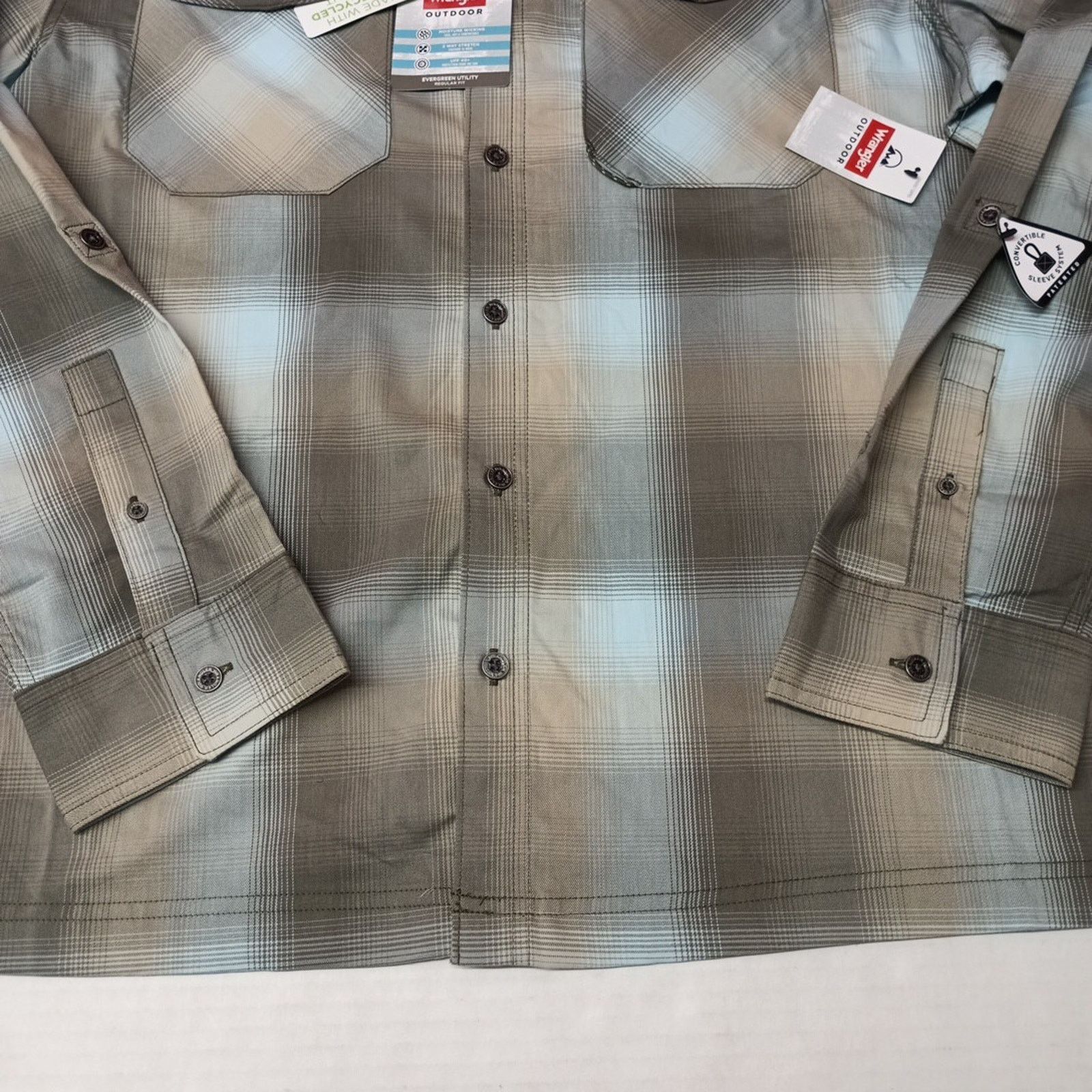 Wrangler Wrangler Shirt Mens L Gray Plaid Convertible Sleeves Utility Size US L / EU 52-54 / 3 - 2 Thumbnail