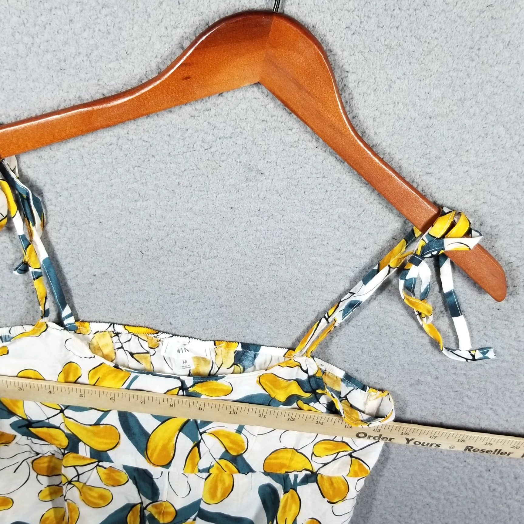 Anthropologie VINTAGE MINE Anthropologie Women's Tank Top Sleeveless Spaghetti Floral White Yellow Medium Size M / US 6-8 / IT 42-44 - 5 Thumbnail