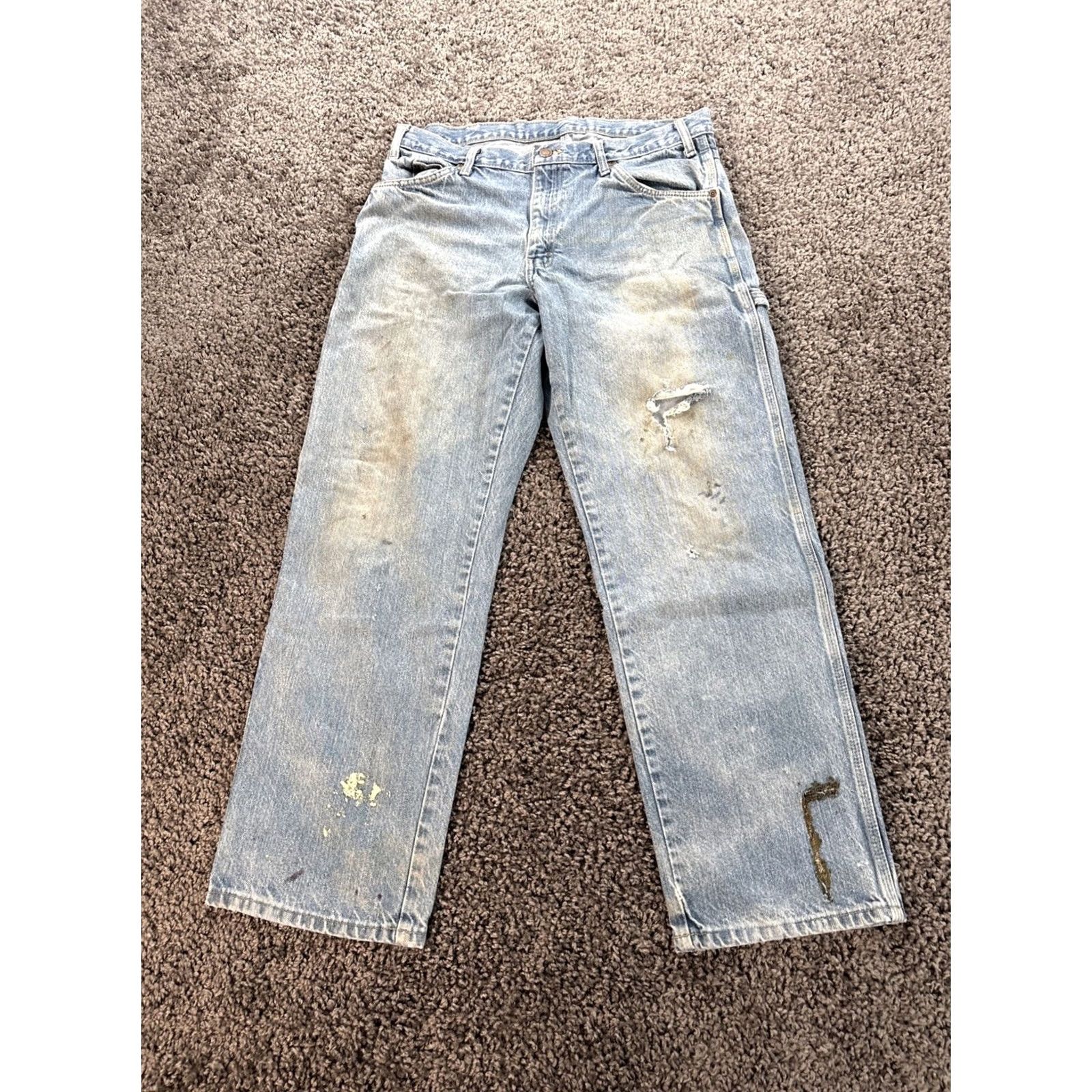 Dickies VINTAGE Dickies Carpenter Jeans 36x30 Blue Distressed Workwear 90s Grunge Skater Mens Jeans Size US 36 / EU 52 - 5 Thumbnail