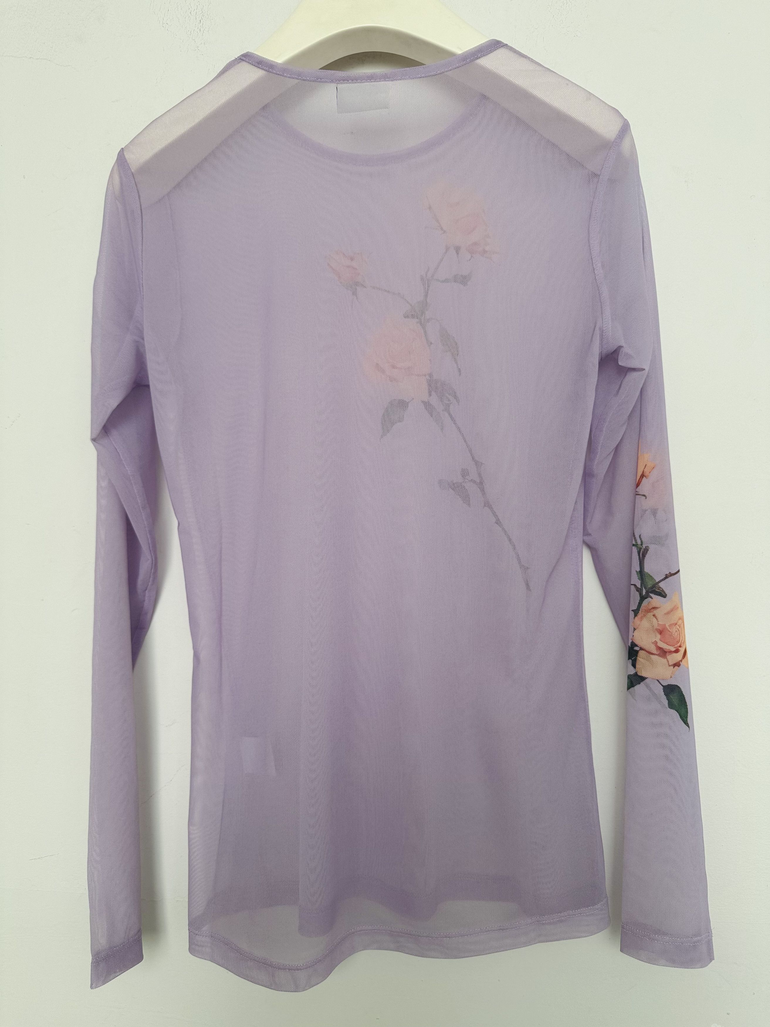 Dries Van Noten Floral Print Stretch-Tulle T-Shirt Size M / US 6-8 / IT 42-44 - 2 Thumbnail