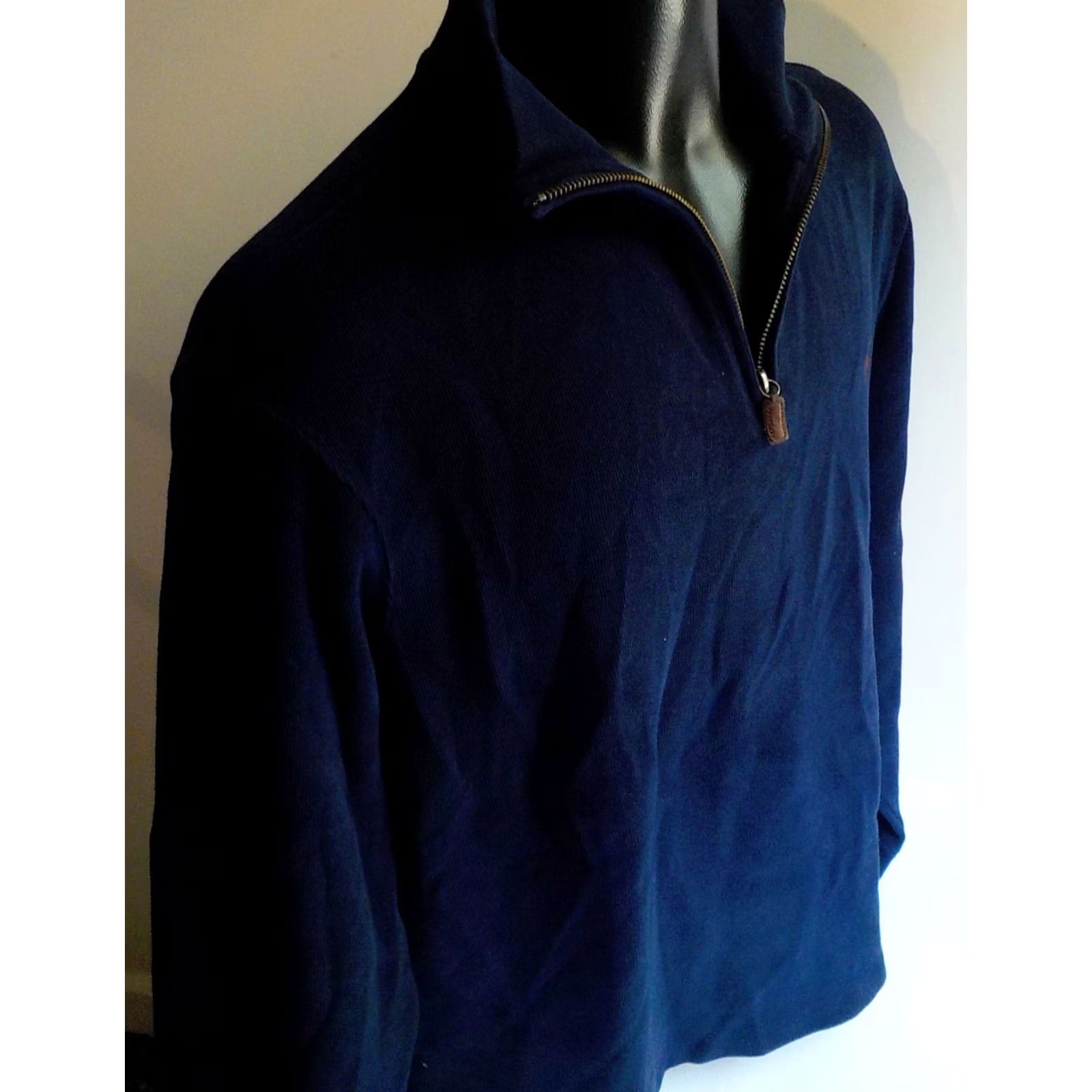 Polo Ralph Lauren VINTAGE Polo Ralph Lauren 1/4 Zip Pullover Navy Blue 100% Cotton SZ LARGE Mens Polo Pony Logo Pullover Sweater Blue L Size US L / EU 52-54 / 3 - 3 Thumbnail