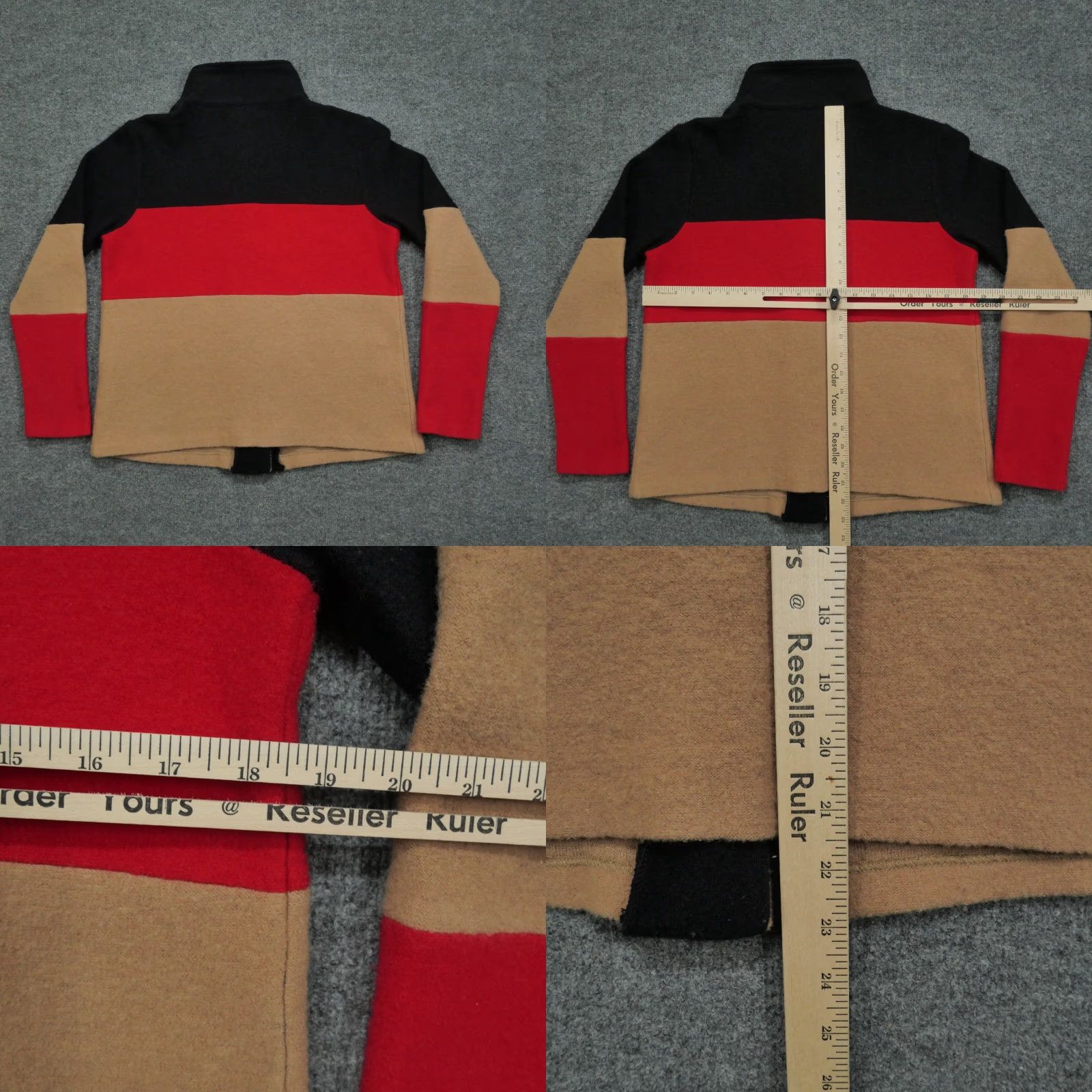 Karl Lagerfeld VINTAGE Karl Lagerfeld Sweater Womens Small Red Tan Black Cardigan Jacket Wool Blend Size S / US 4 / IT 40 - 8 Thumbnail