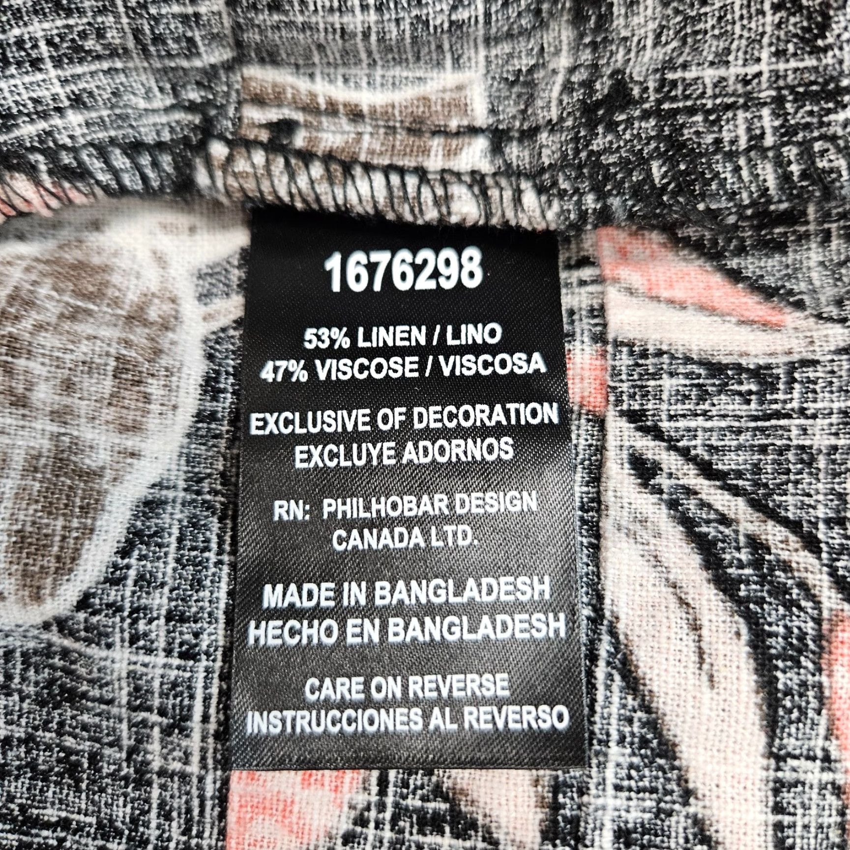 Nicole Miller Nicole Miller Womens Dress L Black Floral Short Sleeve Linen Viscose Short Sleeve Shift 35" Length 21" Width Women Size 36" / US 14 / IT 50 - 5 Thumbnail
