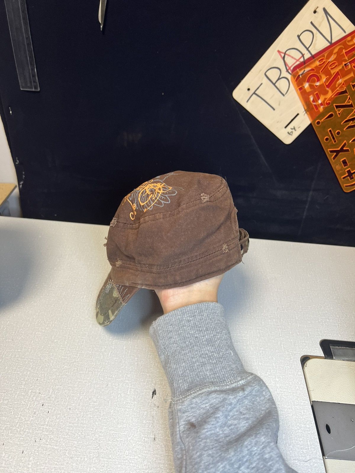 Other 🧢 Custom Distressed GA Military Cap Size ONE SIZE - 4 Thumbnail