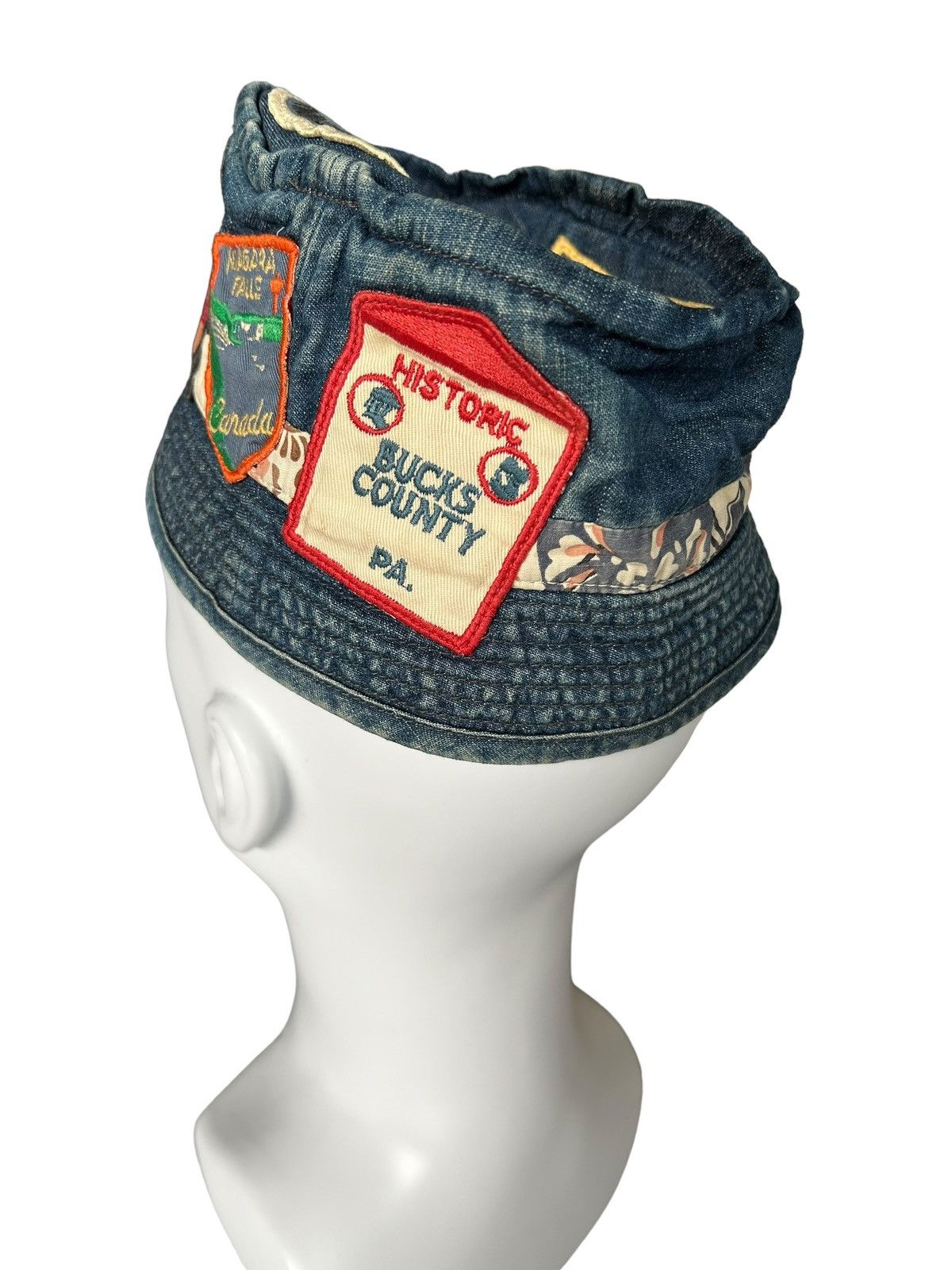 Japanese Brand × Kapital × Vintage DENIM DUNGAREE LOW BUCKET HATS VINTAGE RARE DESIGN ☠️🎌 Size ONE SIZE - 4 Thumbnail