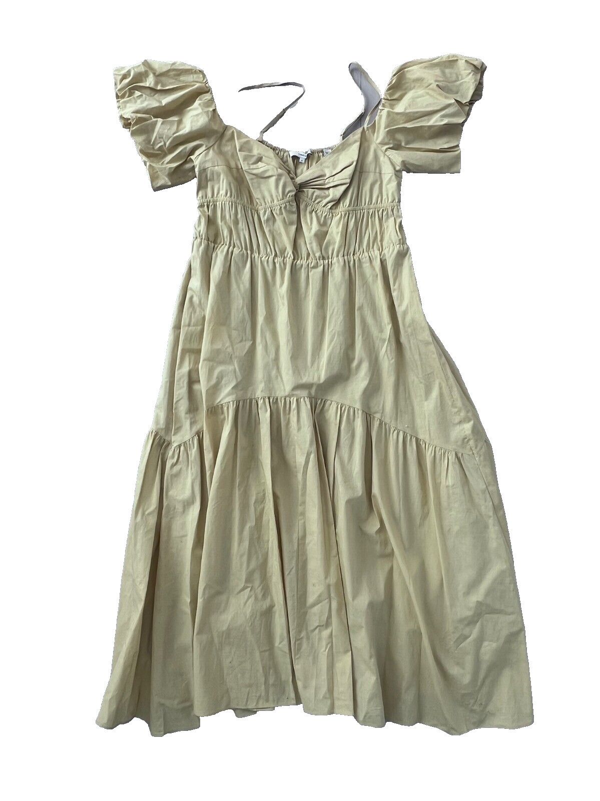 Vince Vince Draped Puff Sleeve Tiered Dress Warm Sand ( 8 ) Size M / US 6-8 / IT 42-44 - 5 Thumbnail