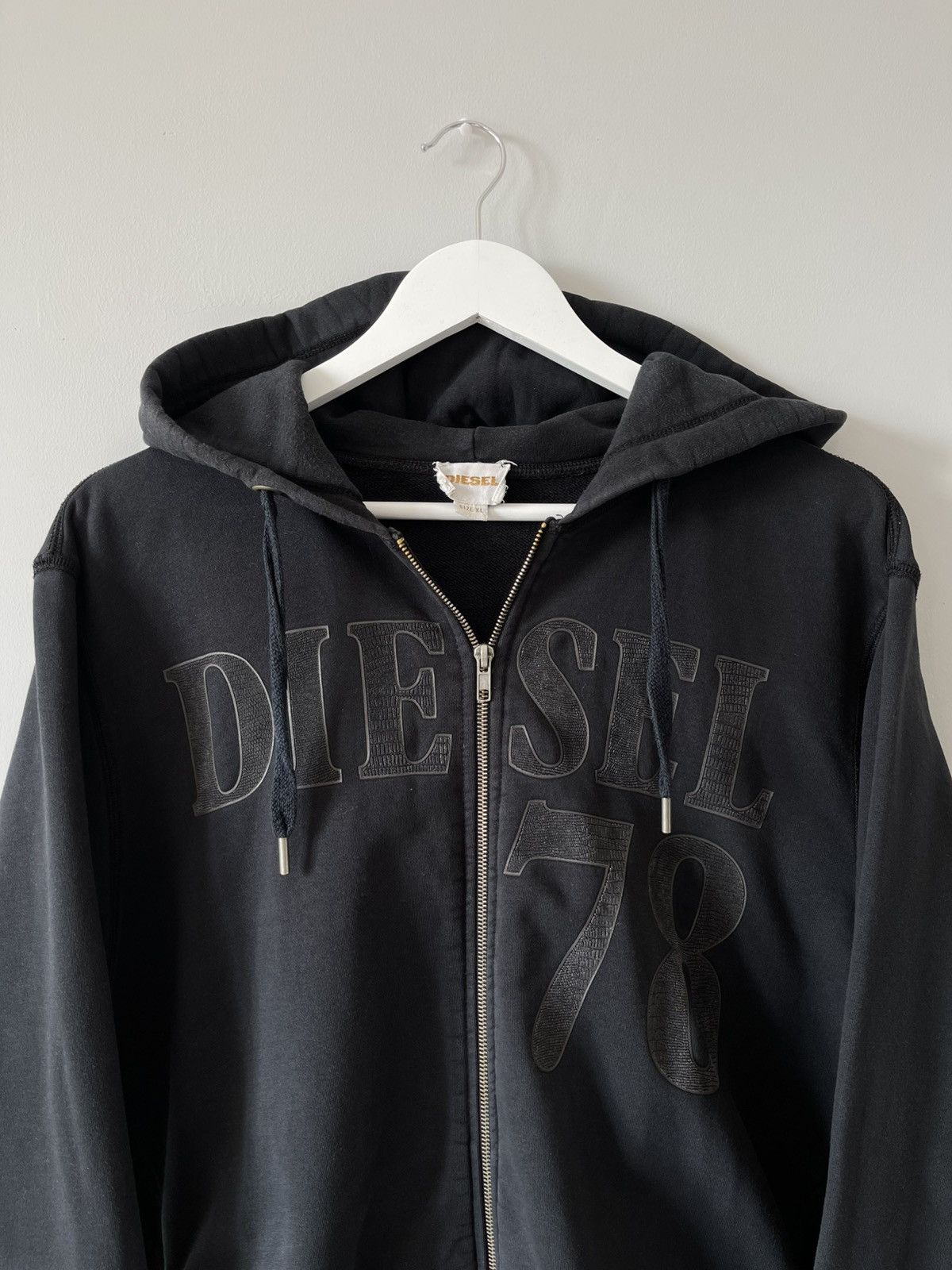 Diesel Vintage DIESEL 78 Big Logo Washed Y2k Punk Zip Up Hoodie Size US XL / EU 56 / 4 - 6 Thumbnail