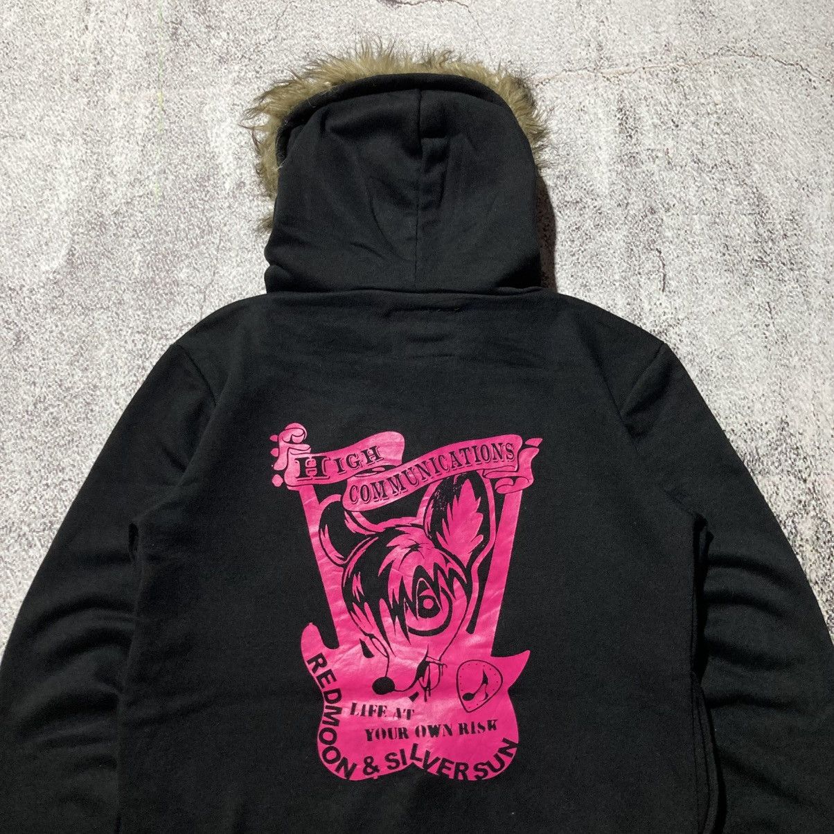 Japanese Brand 2000s High Communications Cartoon Fur Ziphoodie Black Lgb Size US S / EU 44-46 / 1 - 14 Thumbnail