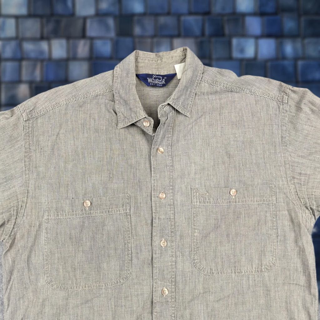 Vintage VINTAGE Woolrich Shirt Mens L Beige Striped Short Sleeve Button Up Casual Size US L / EU 52-54 / 3 - 1 Thumbnail
