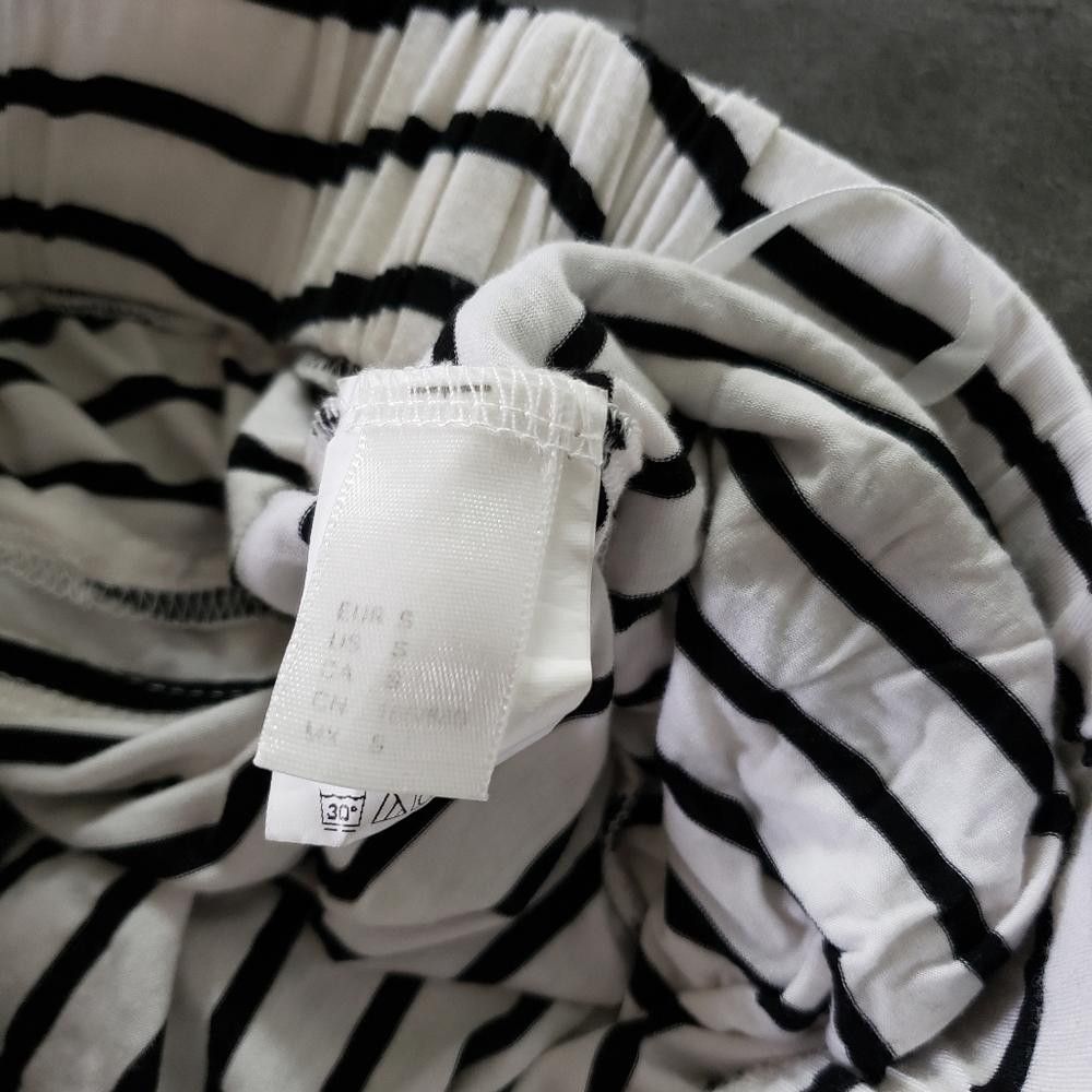Designer White Black Striped High Waisted Banded Sweats Size 28" / US 6 / IT 42 - 3 Thumbnail