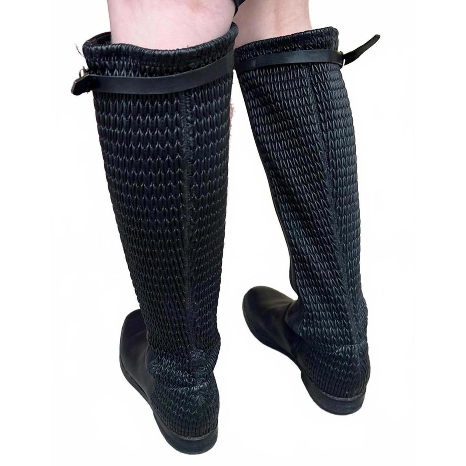 Cole Haan Cole Haan 6.5B Textured Black Leather Tall Riding Boots – Size US 6.5 / IT 36.5 - 4 Thumbnail