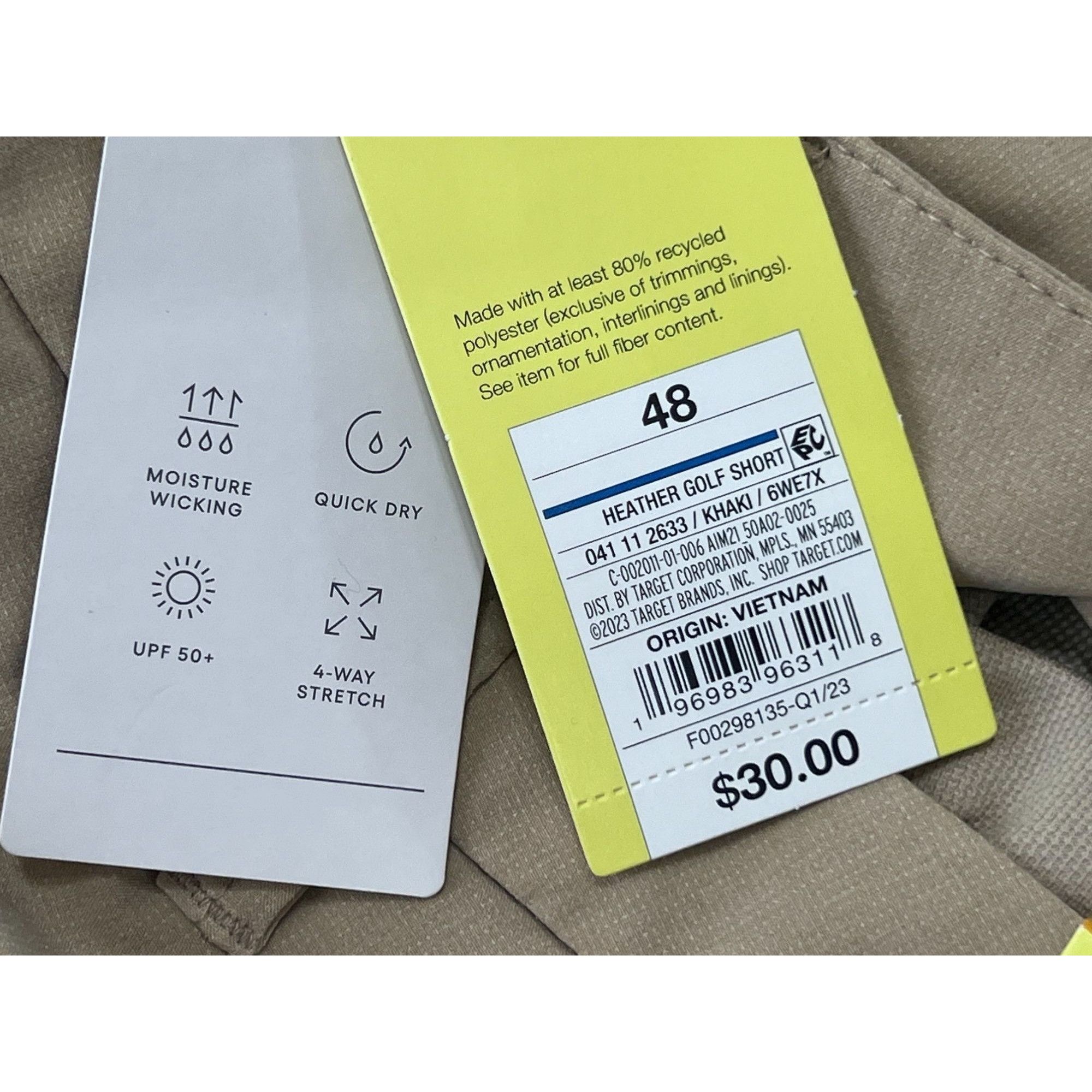 Other All In Motion - Men's Golf Shorts - 8 in inseam - Beige - 48 Size US 44 / EU 60 - 10 Thumbnail