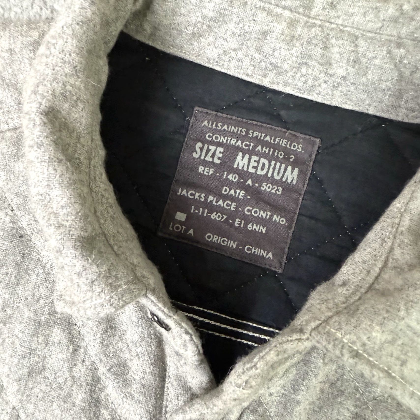 Allsaints AllSaints Jacket Unisex Adults M Grey Wool Quilted Lining Cotton Spitalfield Randal Zip Button Size US M / EU 48-50 / 2 - 3 Thumbnail