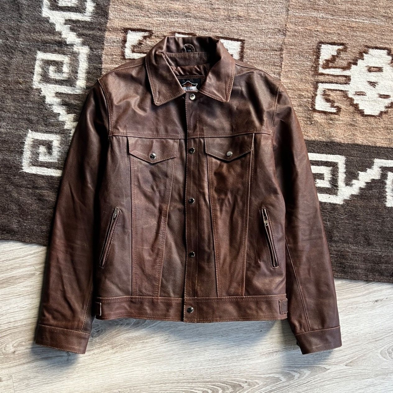 Leather Vintage Real Leather Trucker Jacket 9773AC Size US M / EU 48-50 / 2 - 1 Thumbnail
