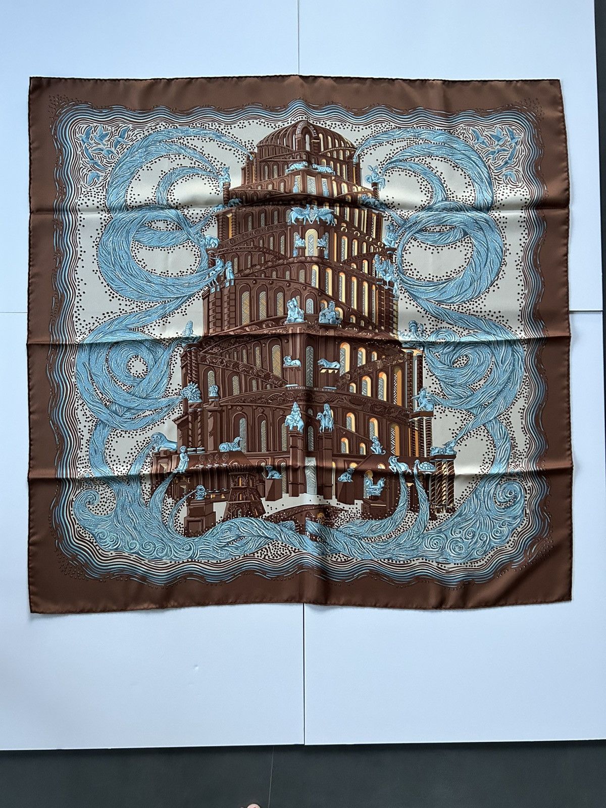 Hermes Hermès Silk 90x90 Archive 2001 Les Rivieres De Babel Scarf Size ONE SIZE - 8 Thumbnail