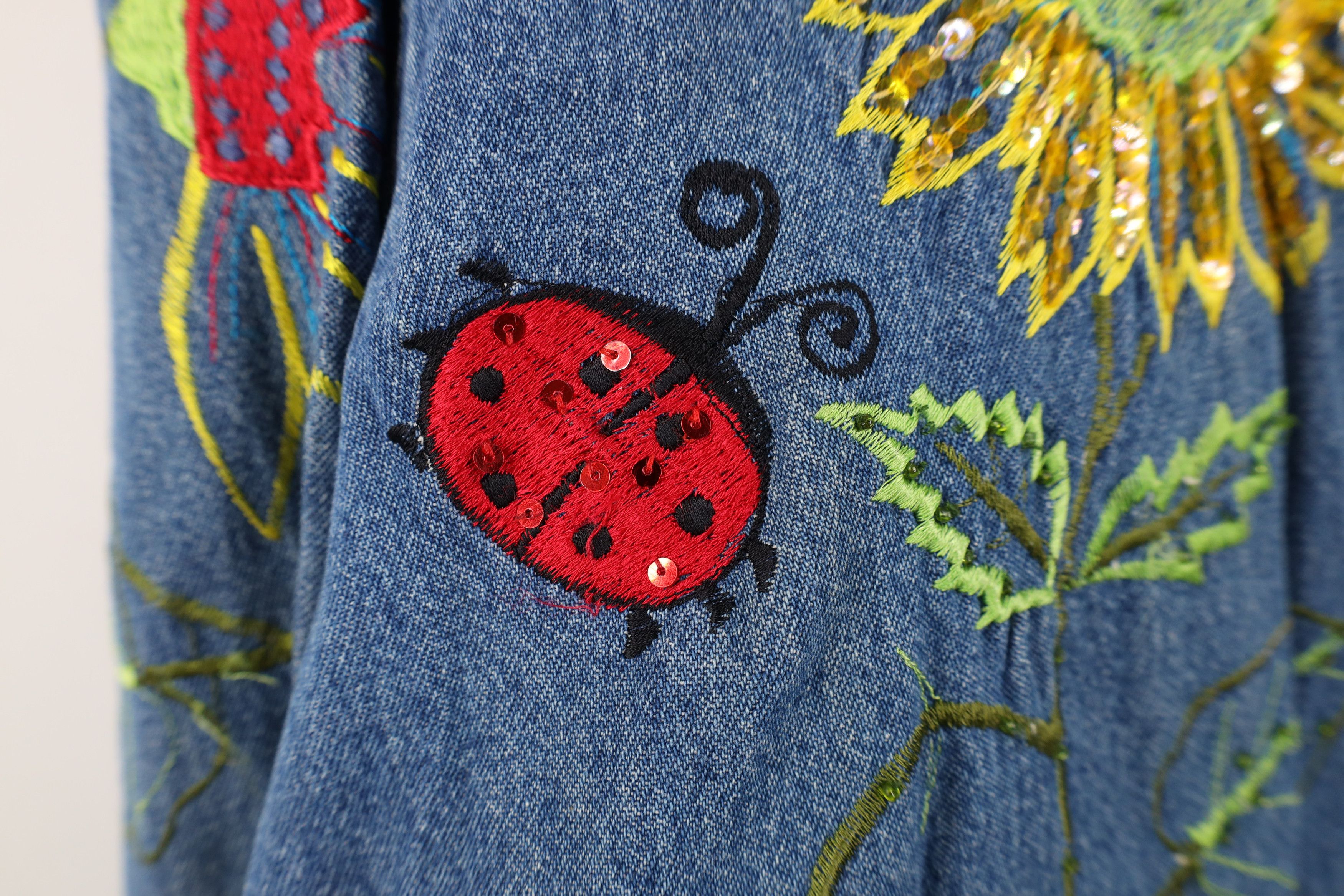 Vintage Vintage 90s Y2K Streetwear Nature Sun Flower Denim Jacket Size M / US 6-8 / IT 42-44 - 5 Thumbnail