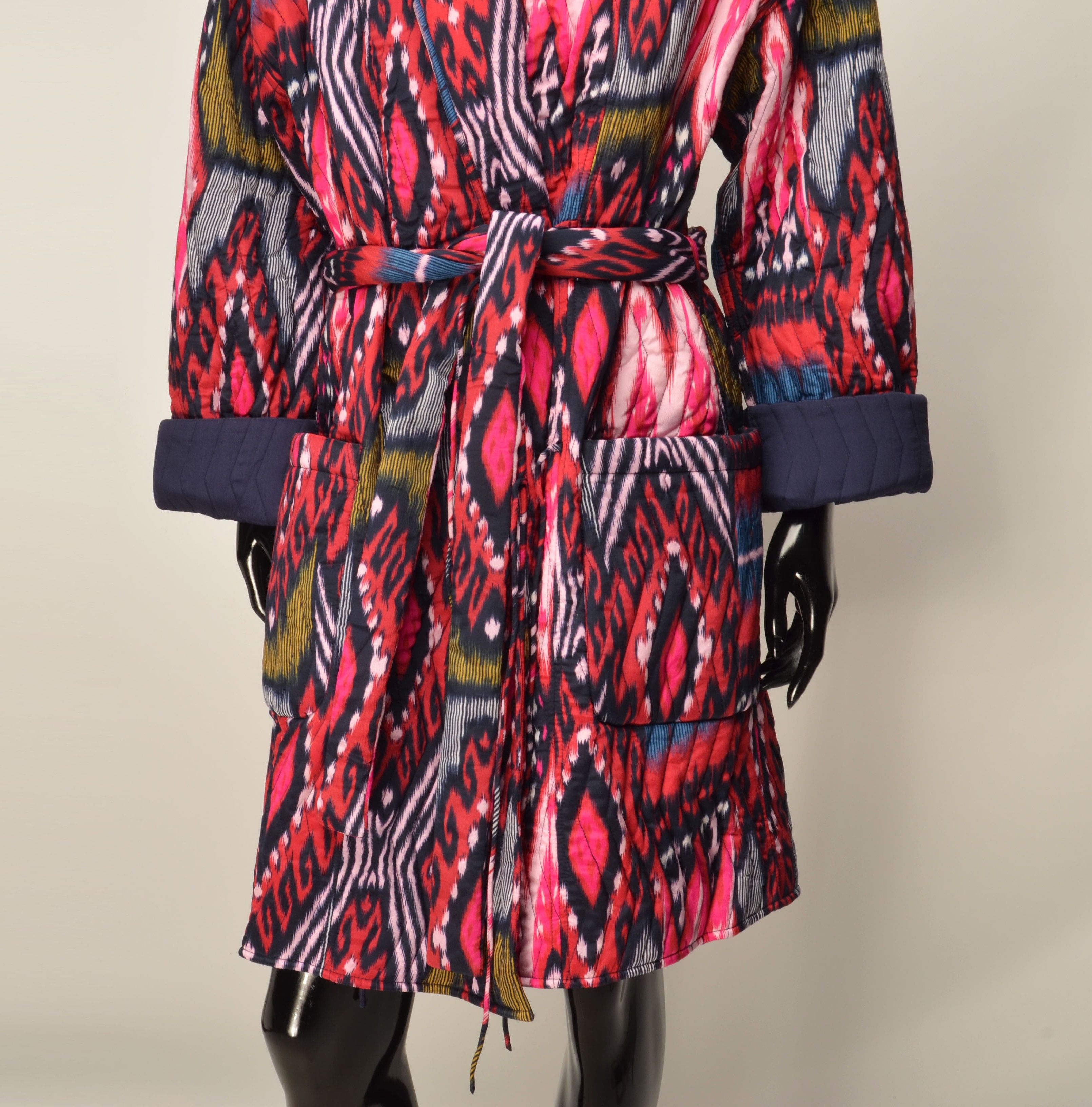 Figue Figue Ikat Tribal Print Belted Wrap Shawl Collar Boho Coat Size S / US 4 / IT 40 - 3 Thumbnail