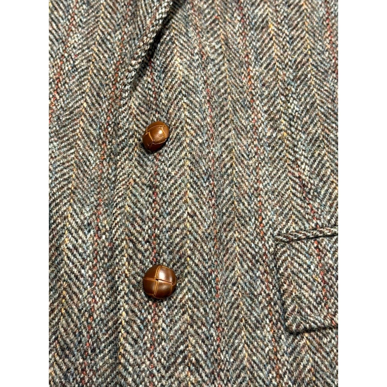 Harris Tweed Vintage Harris Tweed Blazer Sz 40 Brown Herringbone Scottish Wool Shriver Size 40R - 2 Thumbnail