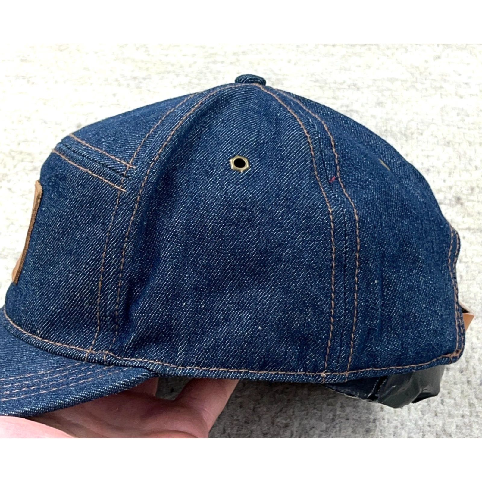 Timberland Timberland Hat Cap Leather Strap Back Denim Panel Patch Hiking Camp Adult Size ONE SIZE - 3 Thumbnail