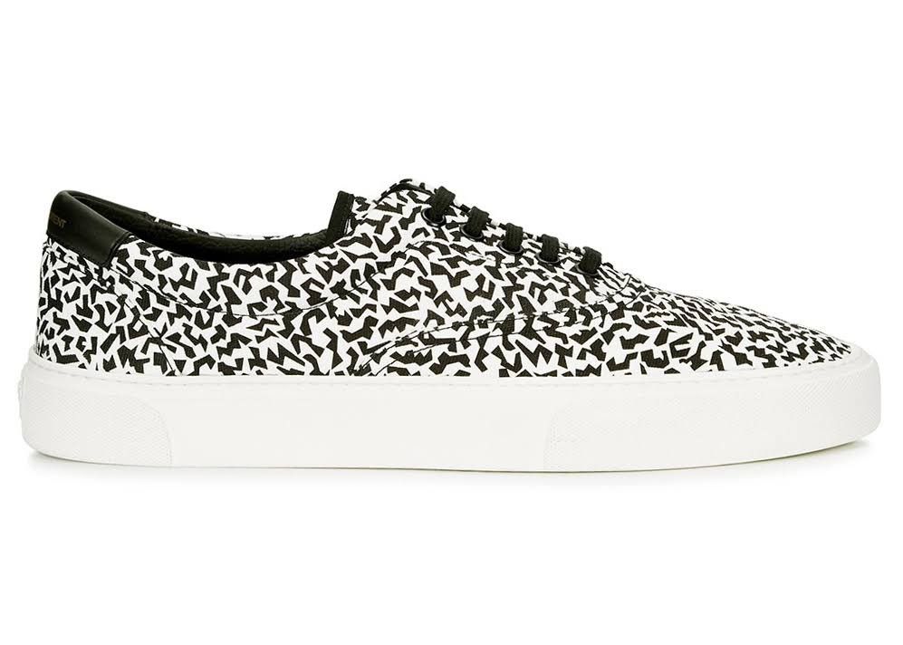 image of Saint Laurent Paris Mens Venice Low Top Sneakers Shoes in White/Black (Size 9)