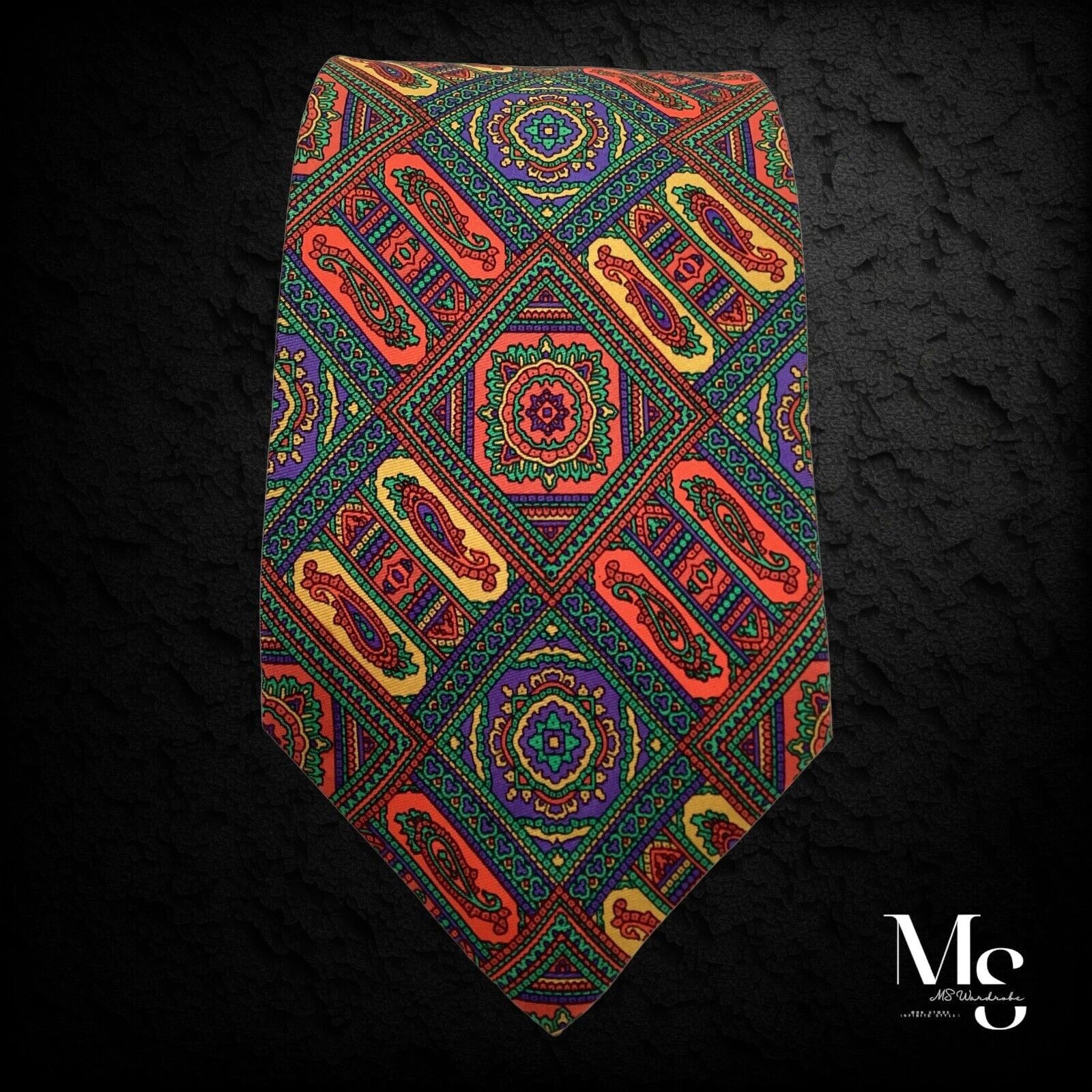 Yves Saint Laurent YVES SAINT LAURENT Multicolor Paisley Silk Tie Italy W: 3."5 Size ONE SIZE - 5 Thumbnail