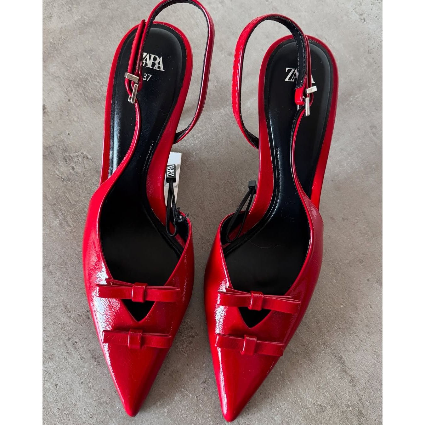 Zara Zara Red Bow Slingback Heels Pointed Toe NWT Size US 9 / IT 39 - 11 Thumbnail