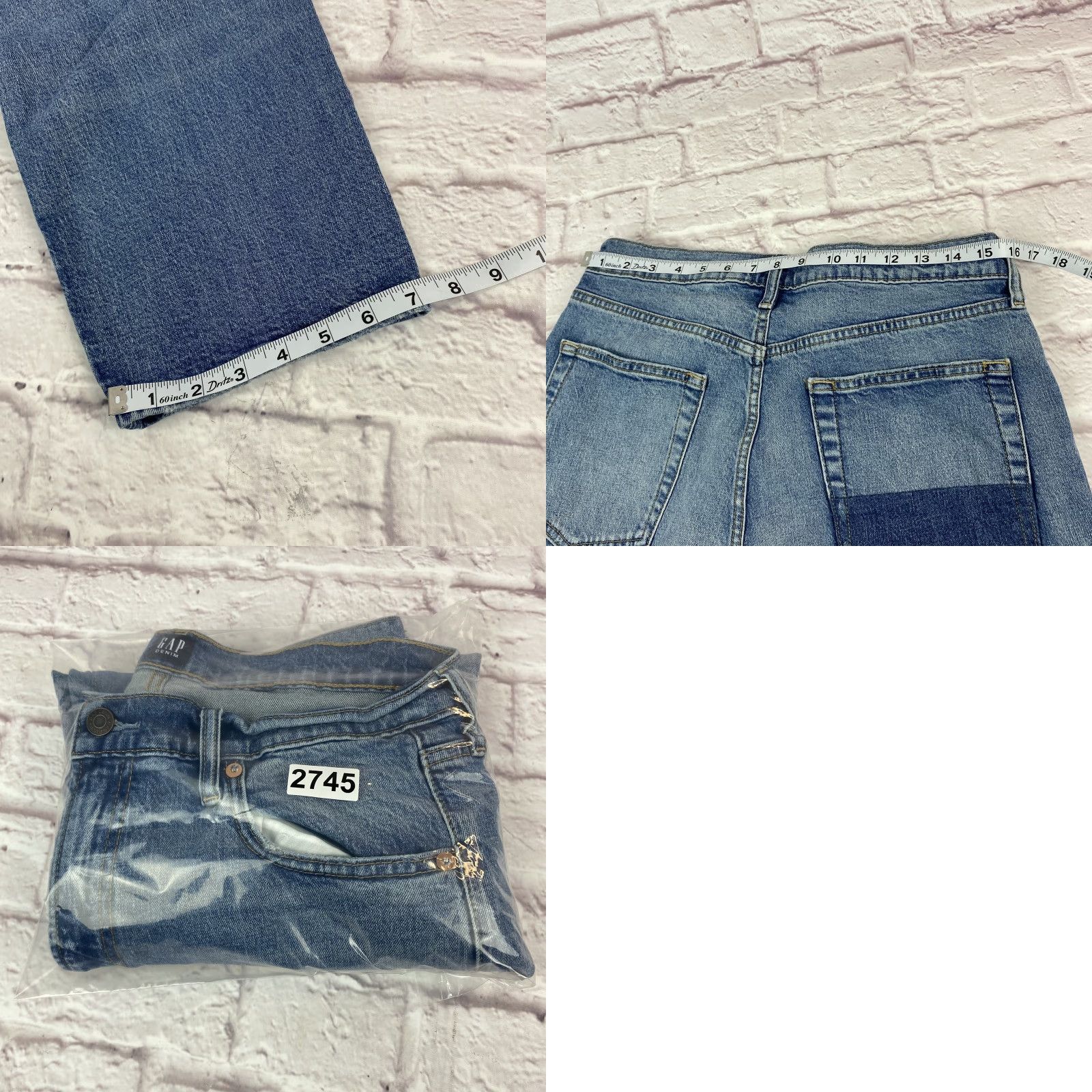 Gap GAP Jeans Womens 14 Petite Blue Patchwork Cheeky Straight Cropped Denim Pants Size 36" / US 14 / IT 50 - 9 Thumbnail