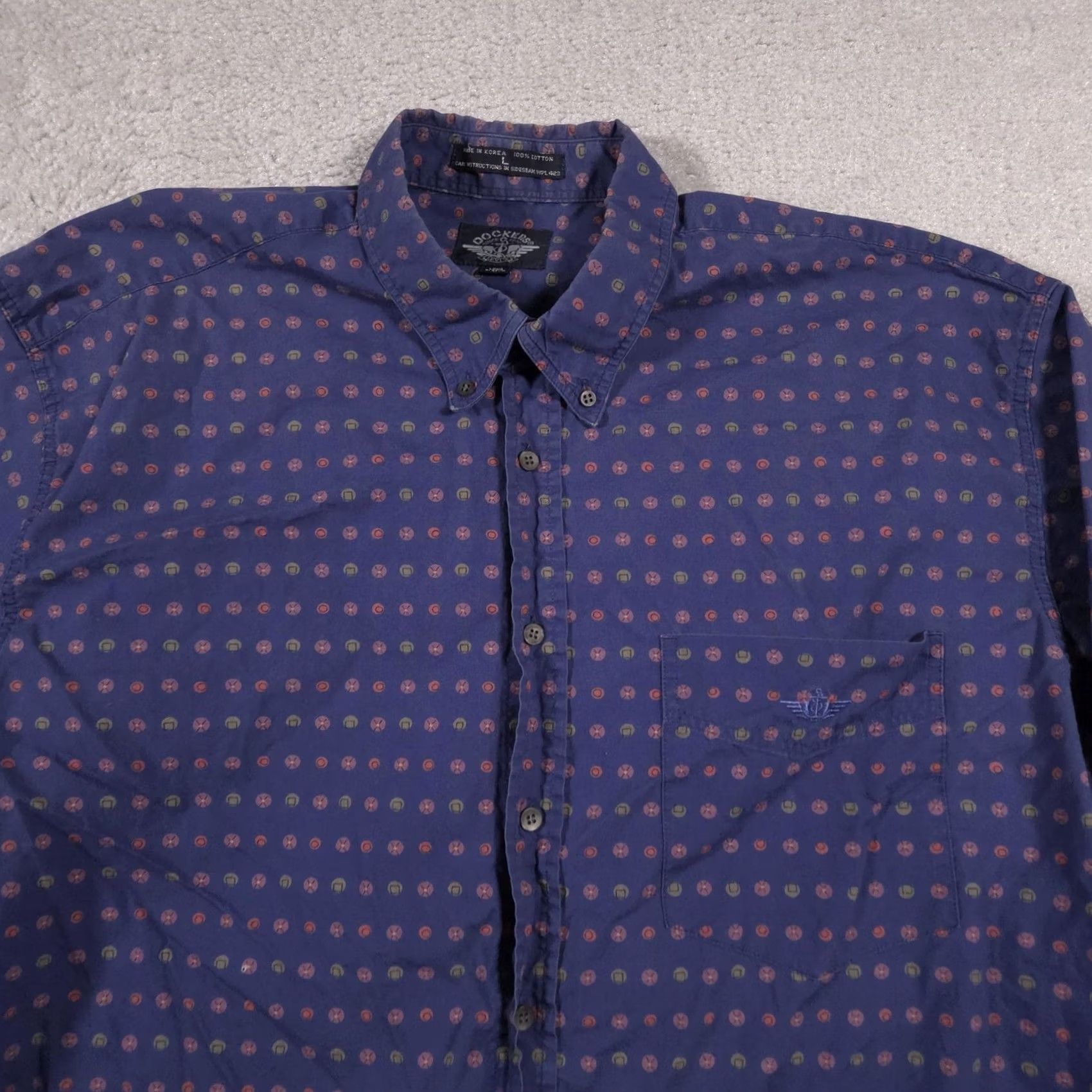 Dockers VINTAGE Dockers Shirt Mens Large Blue Long Sleeve Button Down Geometric 90s Size US L / EU 52-54 / 3 - 3 Thumbnail