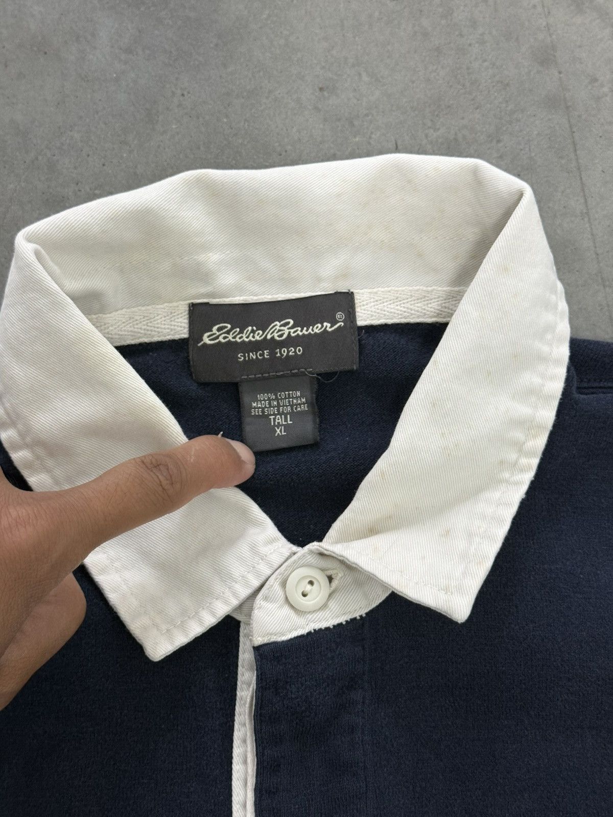 Polo Ralph Lauren Eddie Bauer Vintage Polo Rugby Padded Shirt Two Tone Navy EB Size US XL / EU 56 / 4 - 2 Thumbnail