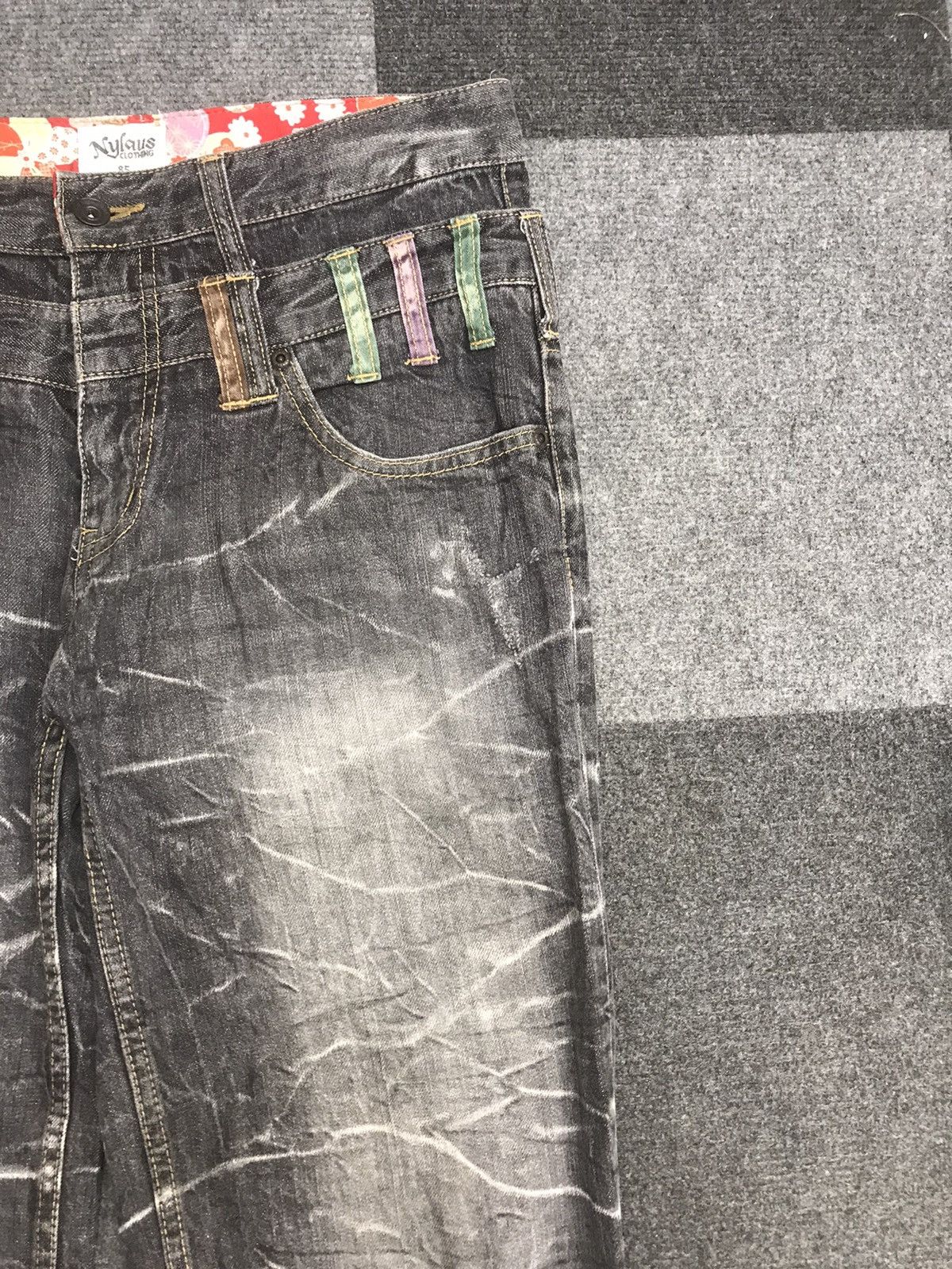 Japanese Brand Double Waist🔥Nylaus Thunderous Fades Distressed Jeans Size US 32 / EU 48 - 4 Thumbnail