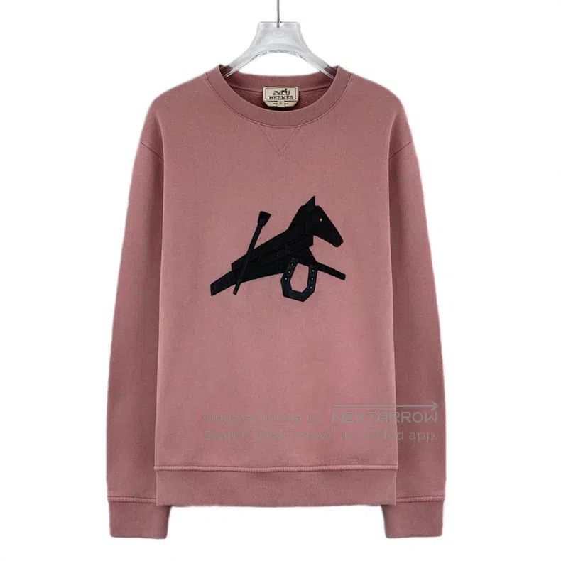 Hermes Hermes Pink Mechanical Horse and Leather Cotton Round Neck Size M / US 6-8 / IT 42-44 - 1 Thumbnail