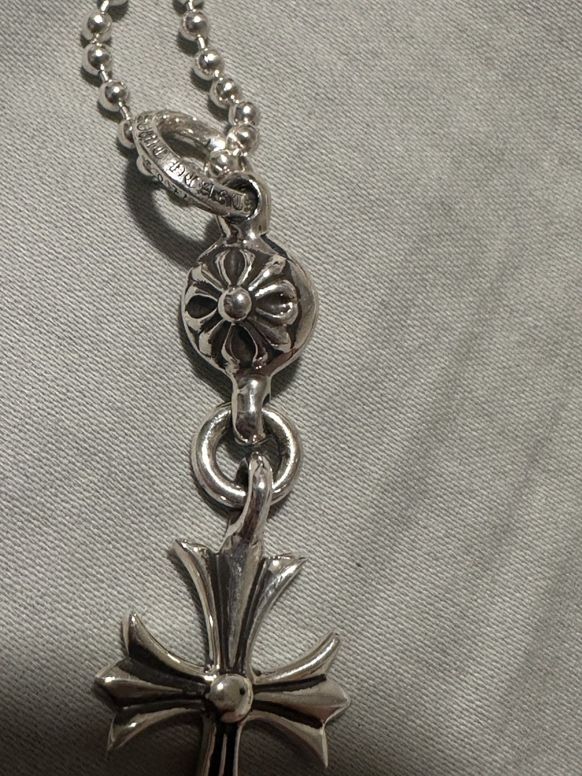 Chrome Hearts Chrome hearts Tiny Ch Cross Charm with ball Chain Size ONE SIZE - 3 Thumbnail