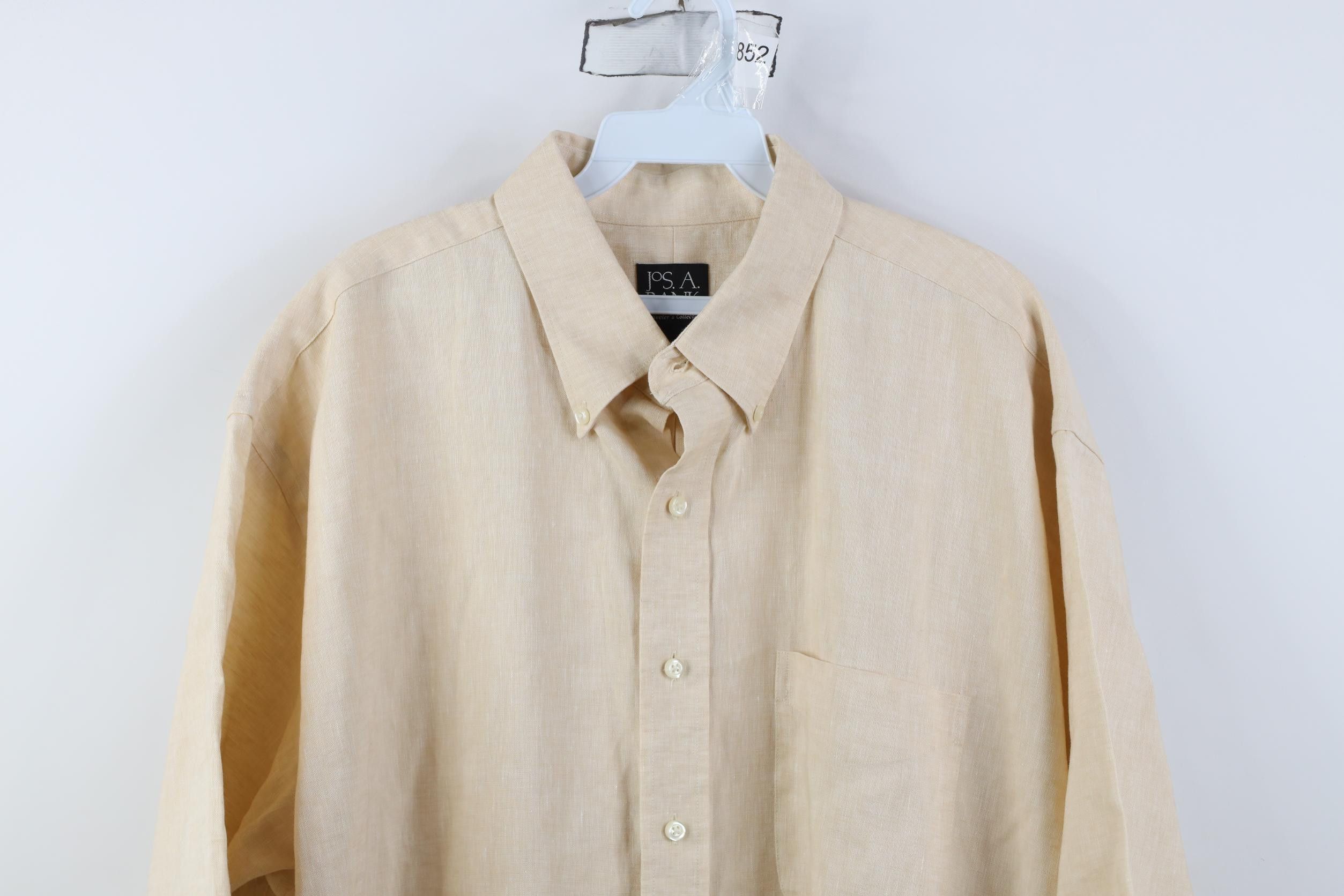Jos. A. Bank Jos A Bank Baggy Linen Short Sleeve Collared Button Shirt Size US XL / EU 56 / 4 - 2 Thumbnail