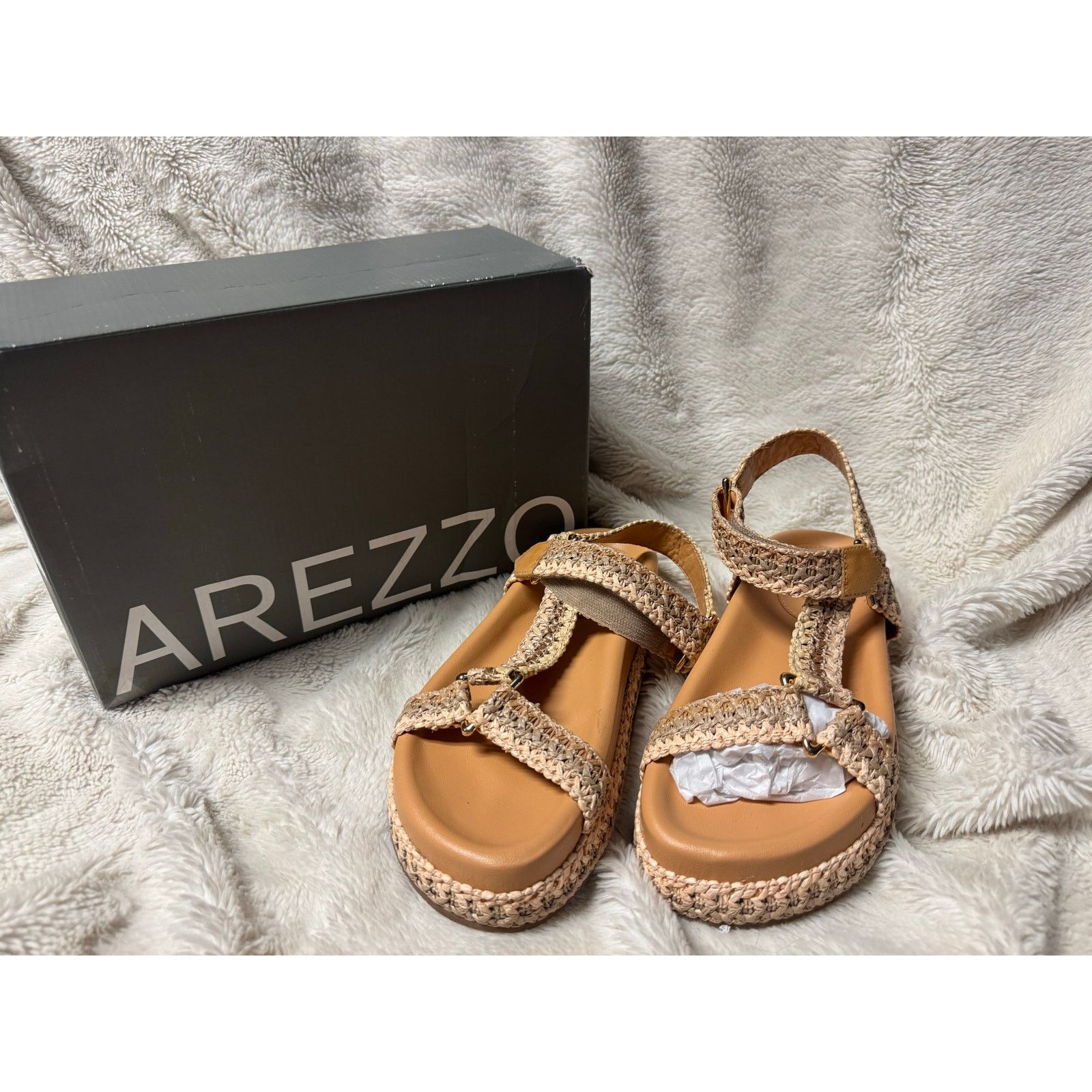 Other Arezzo Natural Woven Platform Sandals Tan Size 7.5 New Size US 7.5 / IT 37.5 - 5 Thumbnail