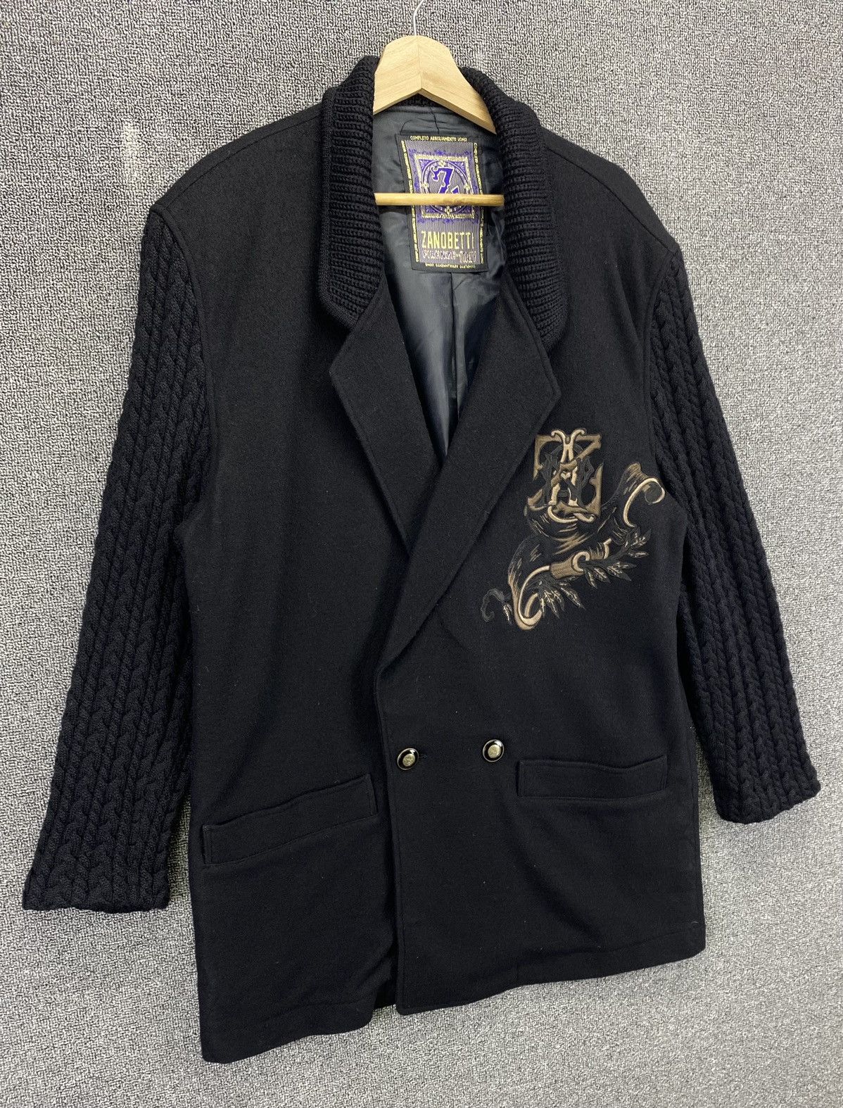Japanese Brand Vintage Zanobetti Italia Wool Knitted Embroidery Coat Jacket Size XL / US 12-14 / IT 48-50 - 2 Thumbnail